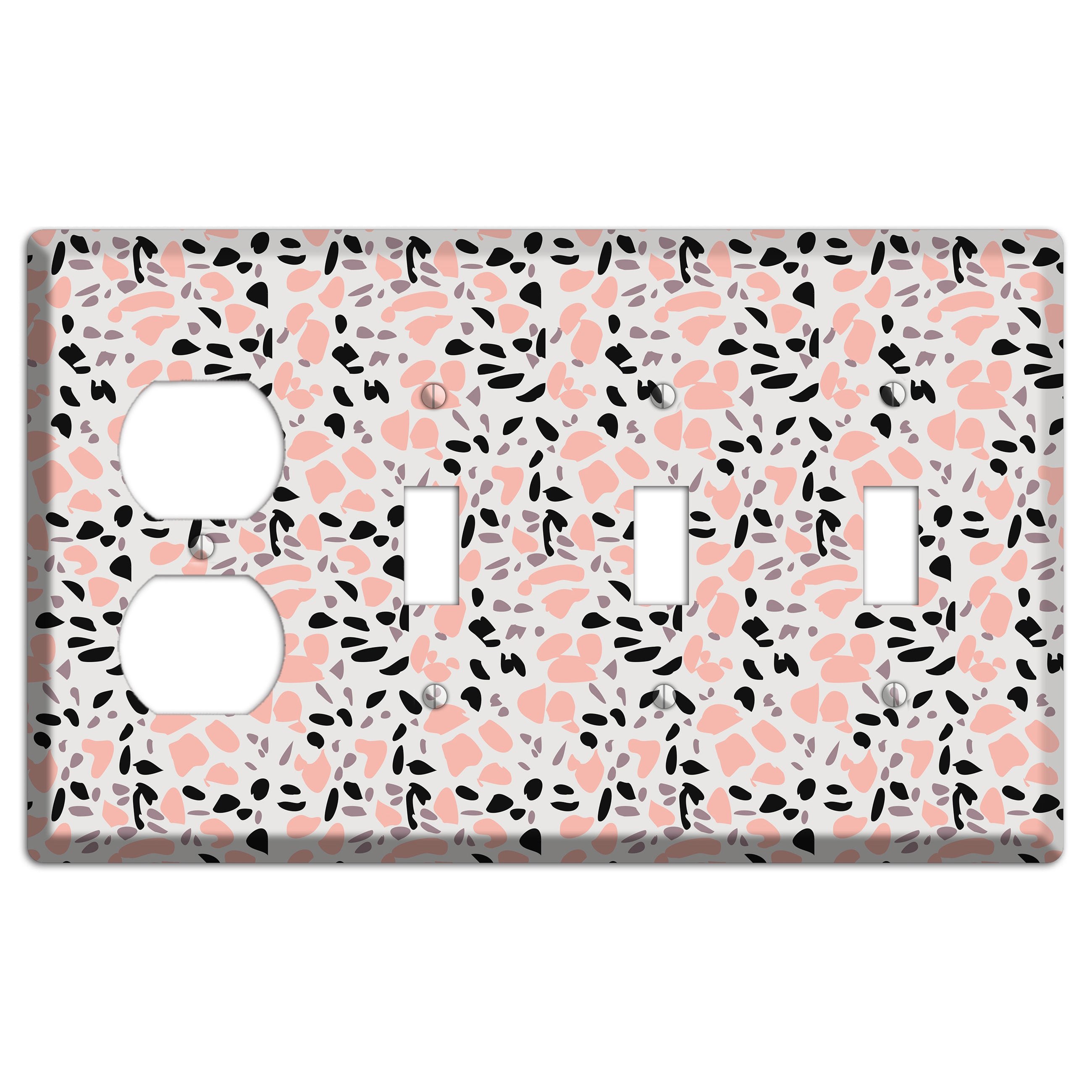 Rose Noir Confetti Duplex / 3 Toggle Wallplate