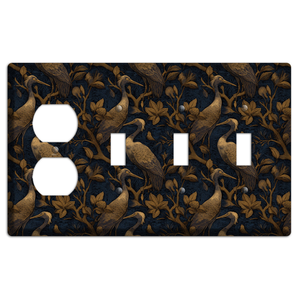 Gilded Heron Dusk Duplex / 3 Toggle Wallplate