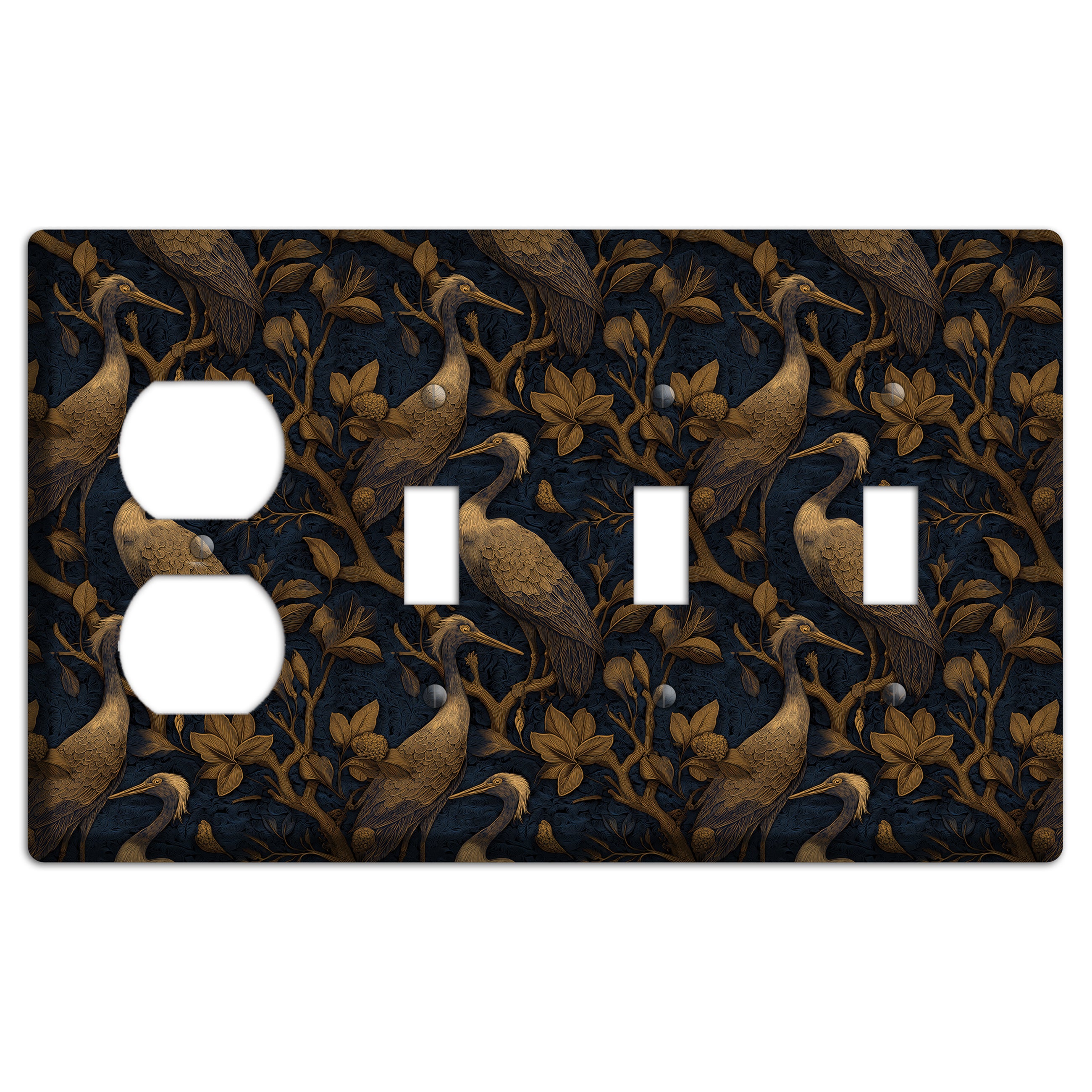 Gilded Heron Dusk Duplex / 3 Toggle Wallplate
