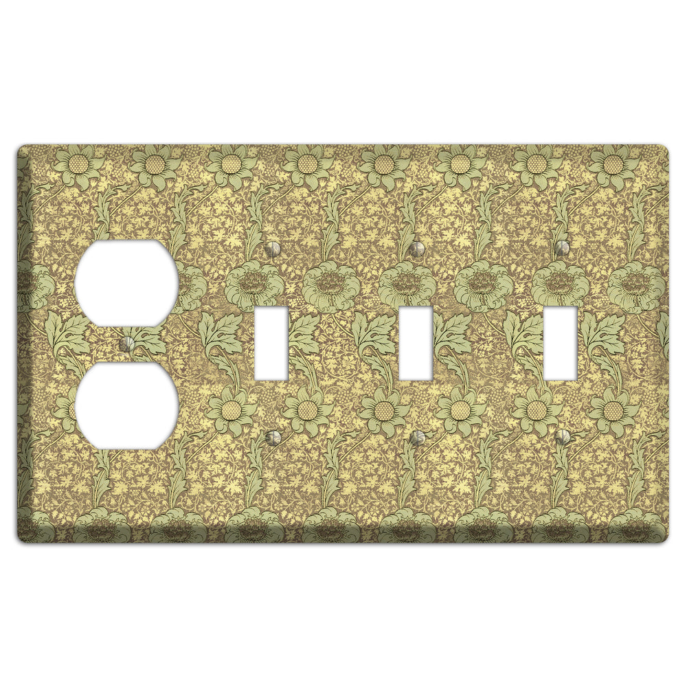 Wildflower Scroll Duplex / 3 Toggle Wallplate