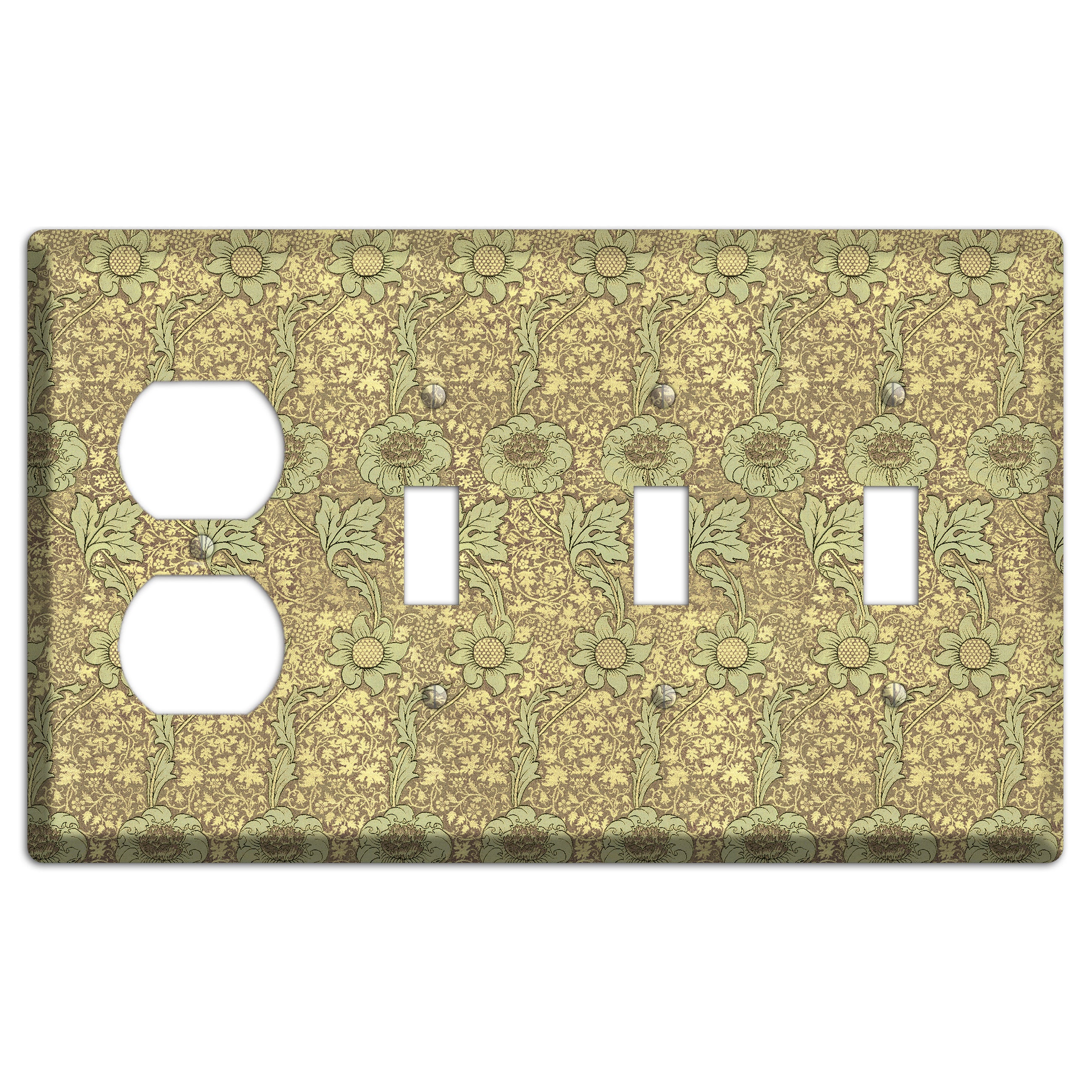 Wildflower Scroll Duplex / 3 Toggle Wallplate