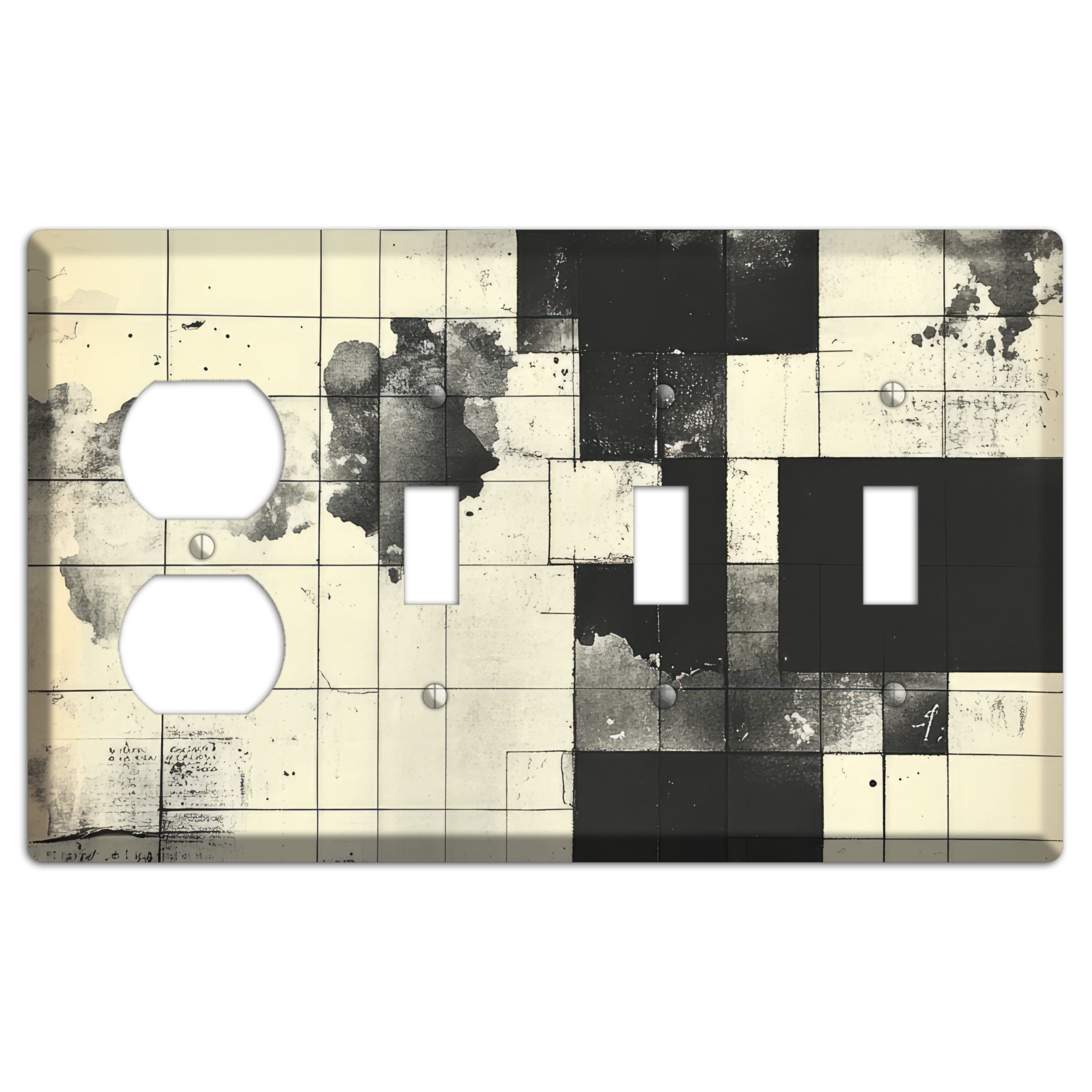 Weathered Grid Chronicle Duplex / 3 Toggle Wallplate