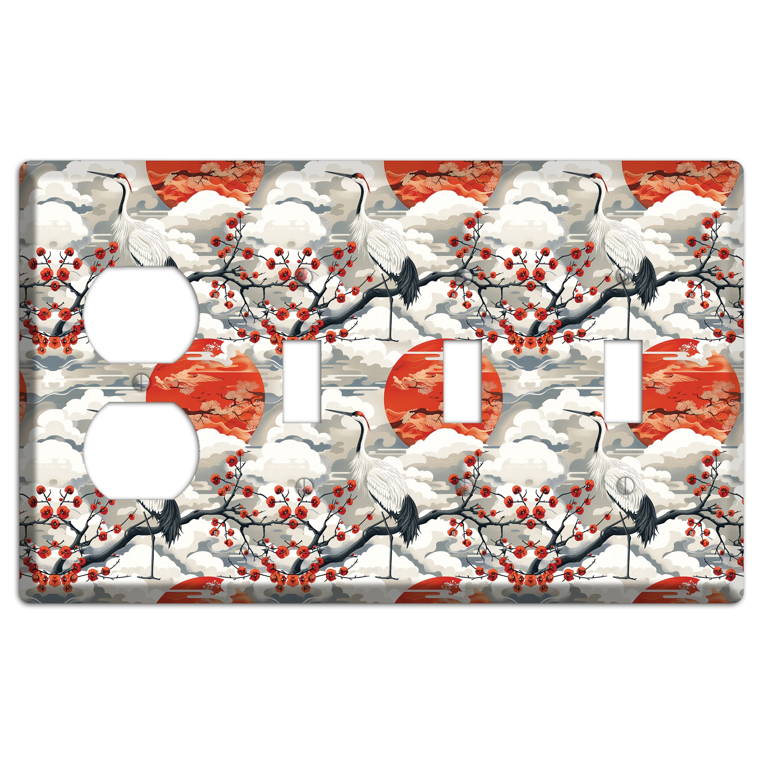 Vermillion Sun Rising Duplex / 3 Toggle Wallplate