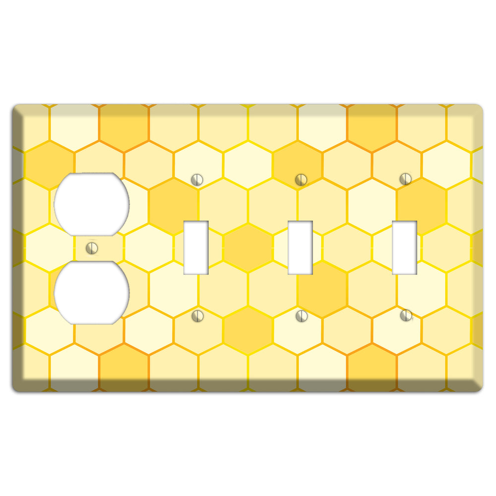 Hollow Amber Grid Duplex / 3 Toggle Wallplate