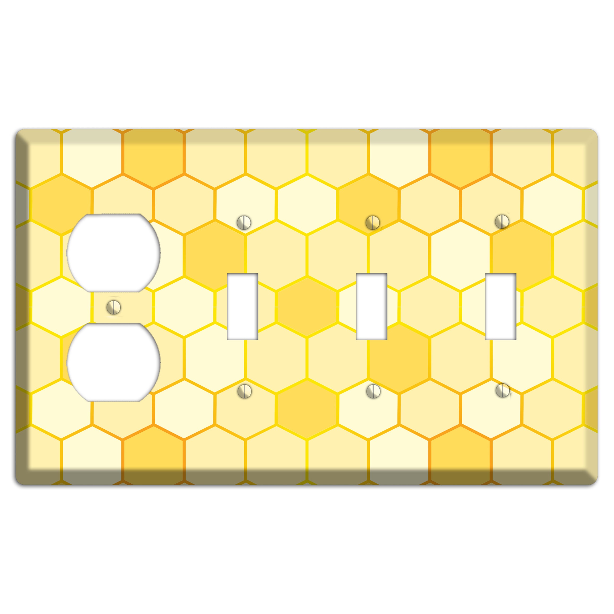 Hollow Amber Grid Duplex / 3 Toggle Wallplate