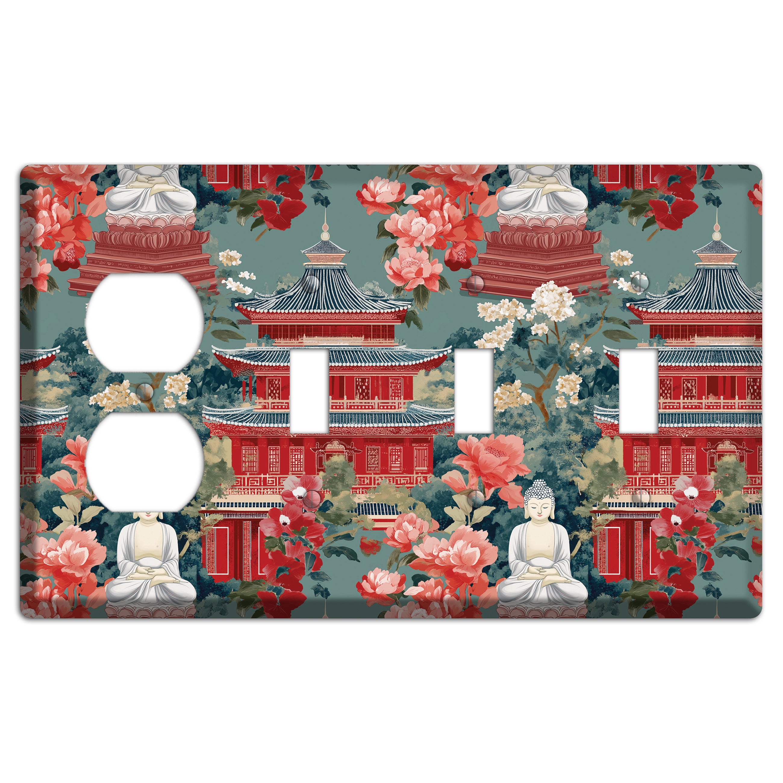 Lotus Temple Garden Duplex / 3 Toggle Wallplate