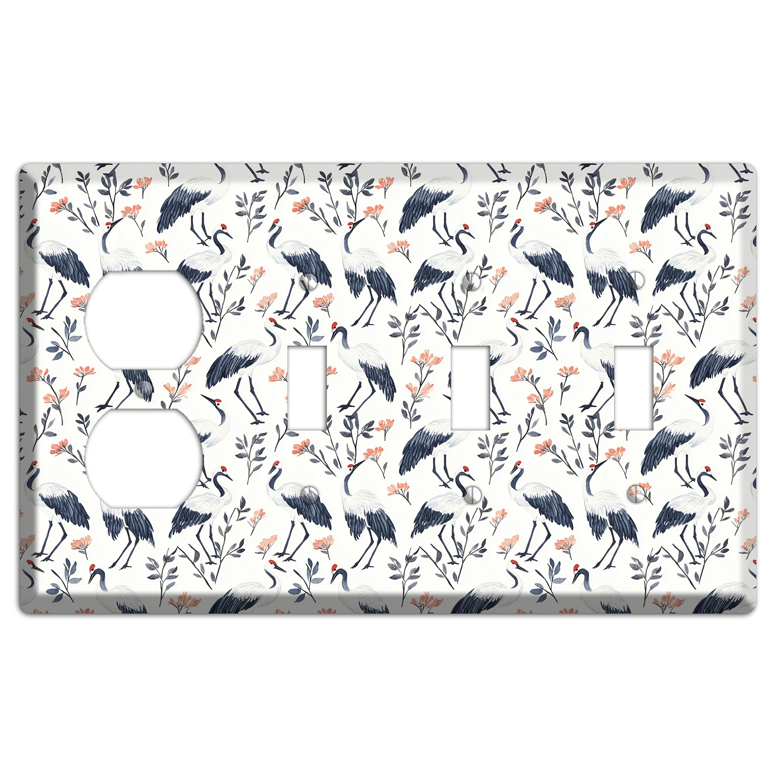 Slate & Coral Marsh Duplex / 3 Toggle Wallplate
