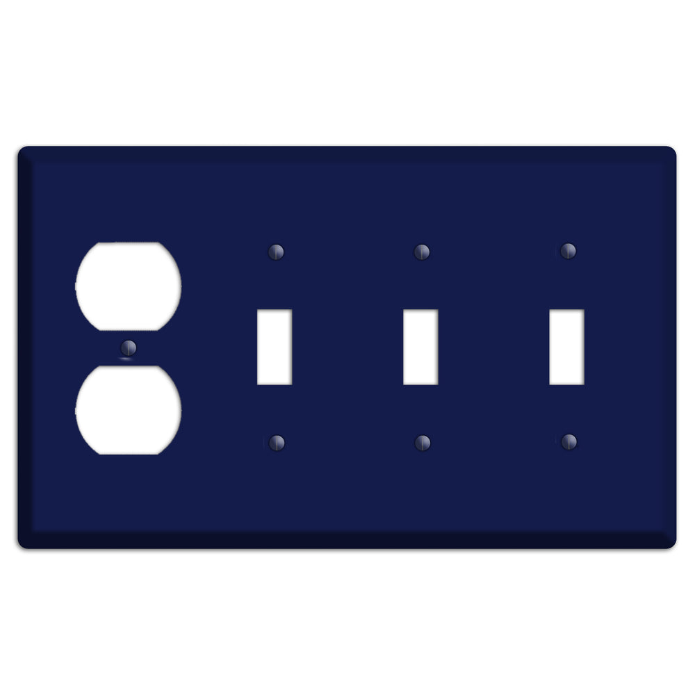 Baxter Midnight Navy Solid Duplex / 3 Toggle Wallplate