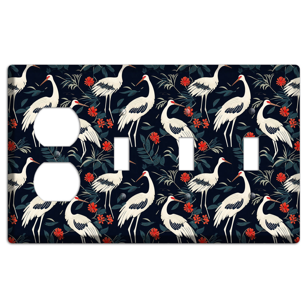 Midnight Plume Garden Duplex / 3 Toggle Wallplate