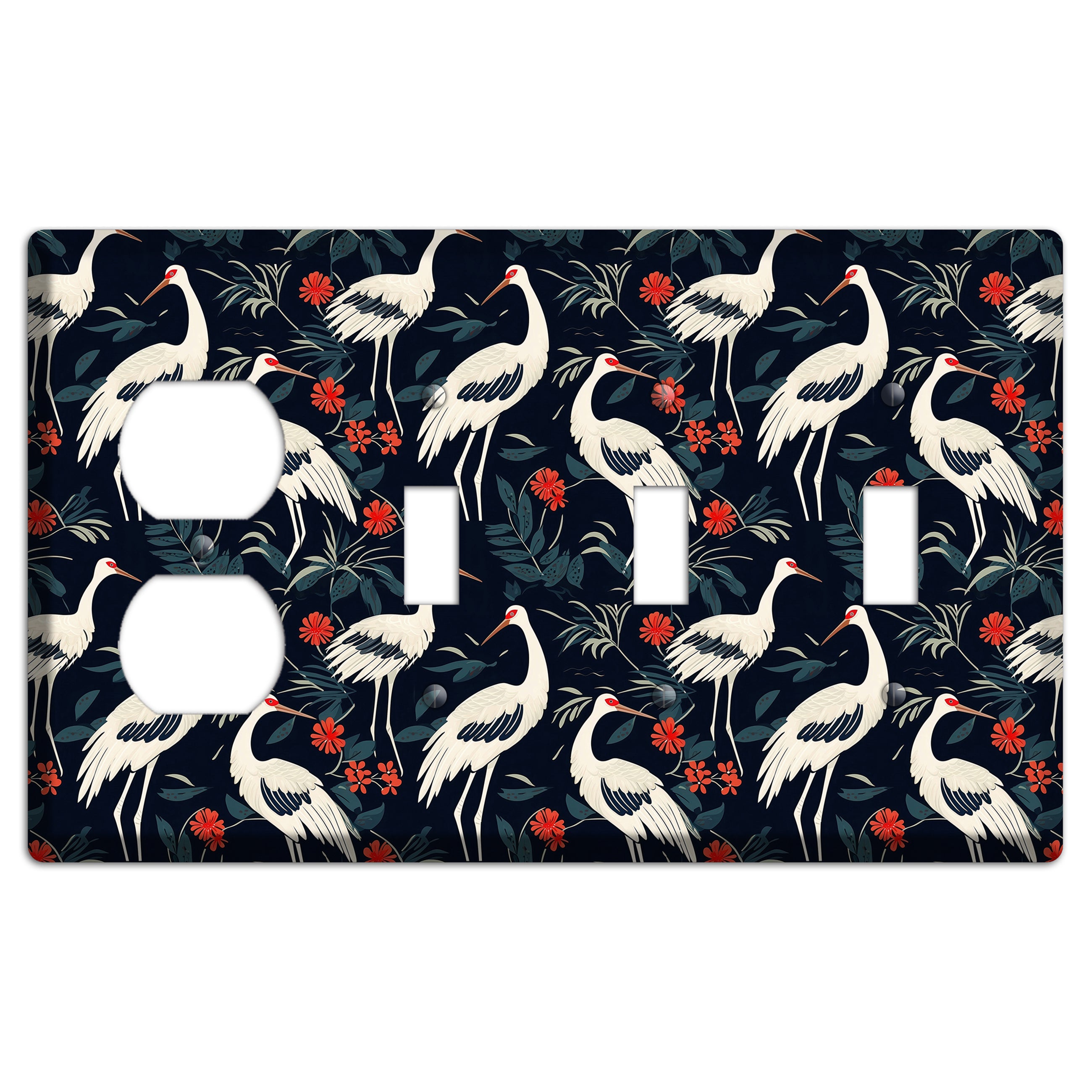 Midnight Plume Garden Duplex / 3 Toggle Wallplate