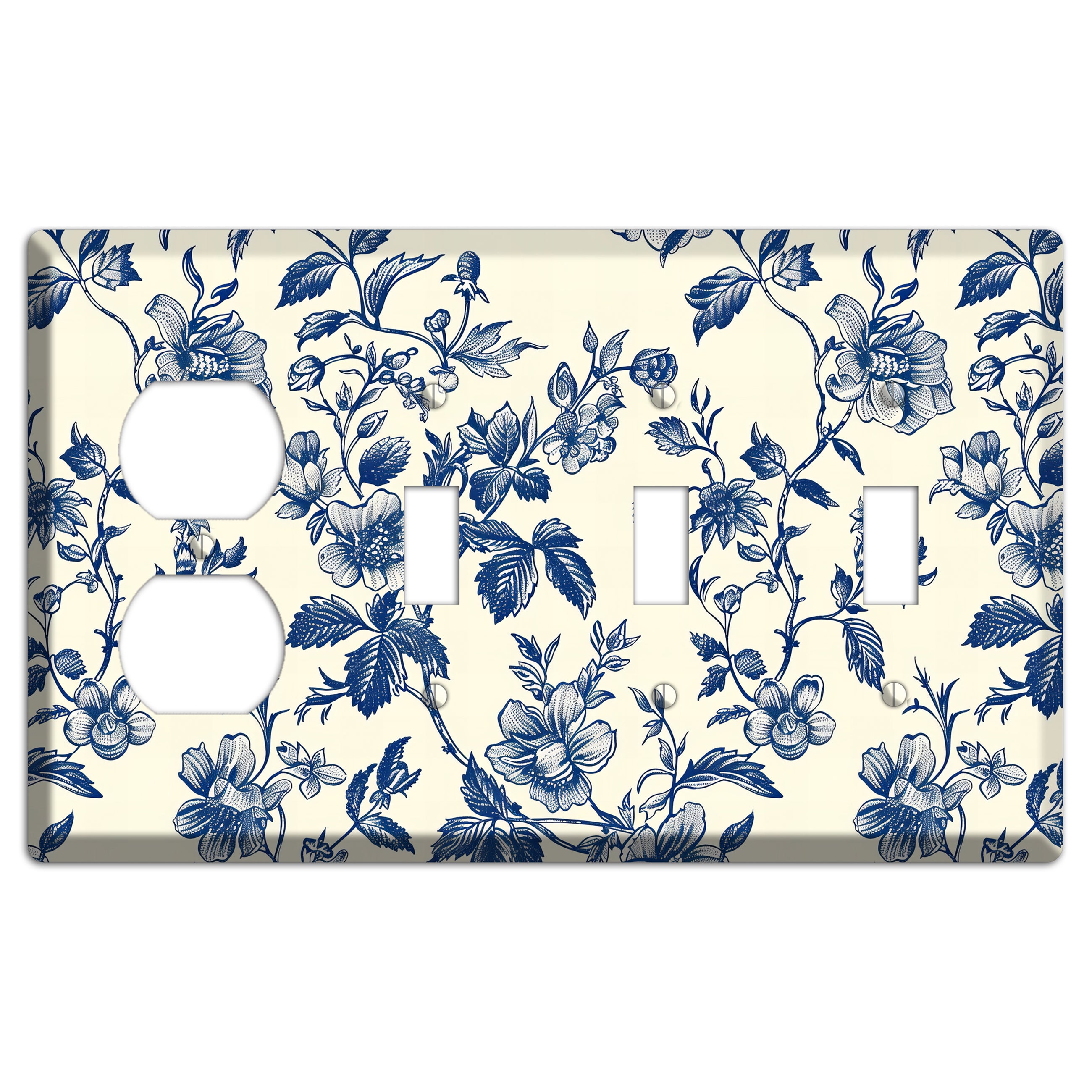 Garden Ink & Ivory Duplex / 3 Toggle Wallplate