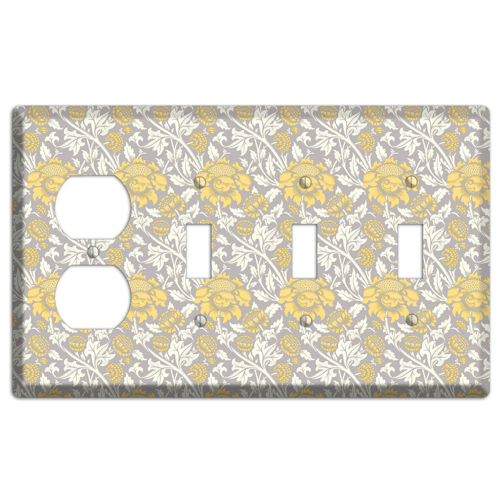 Golden Peony Lace Duplex / 3 Toggle Wallplate