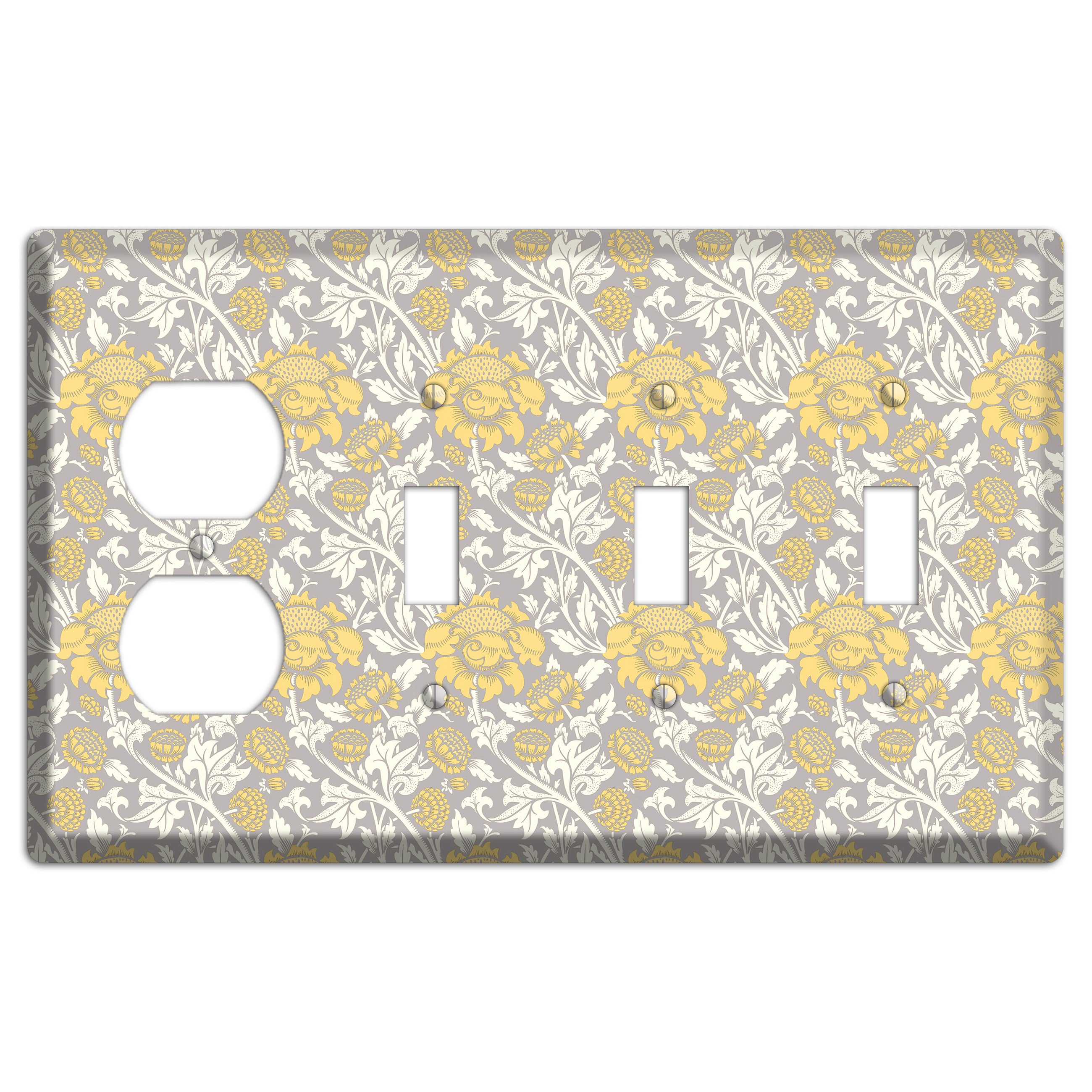 Golden Peony Lace Duplex / 3 Toggle Wallplate