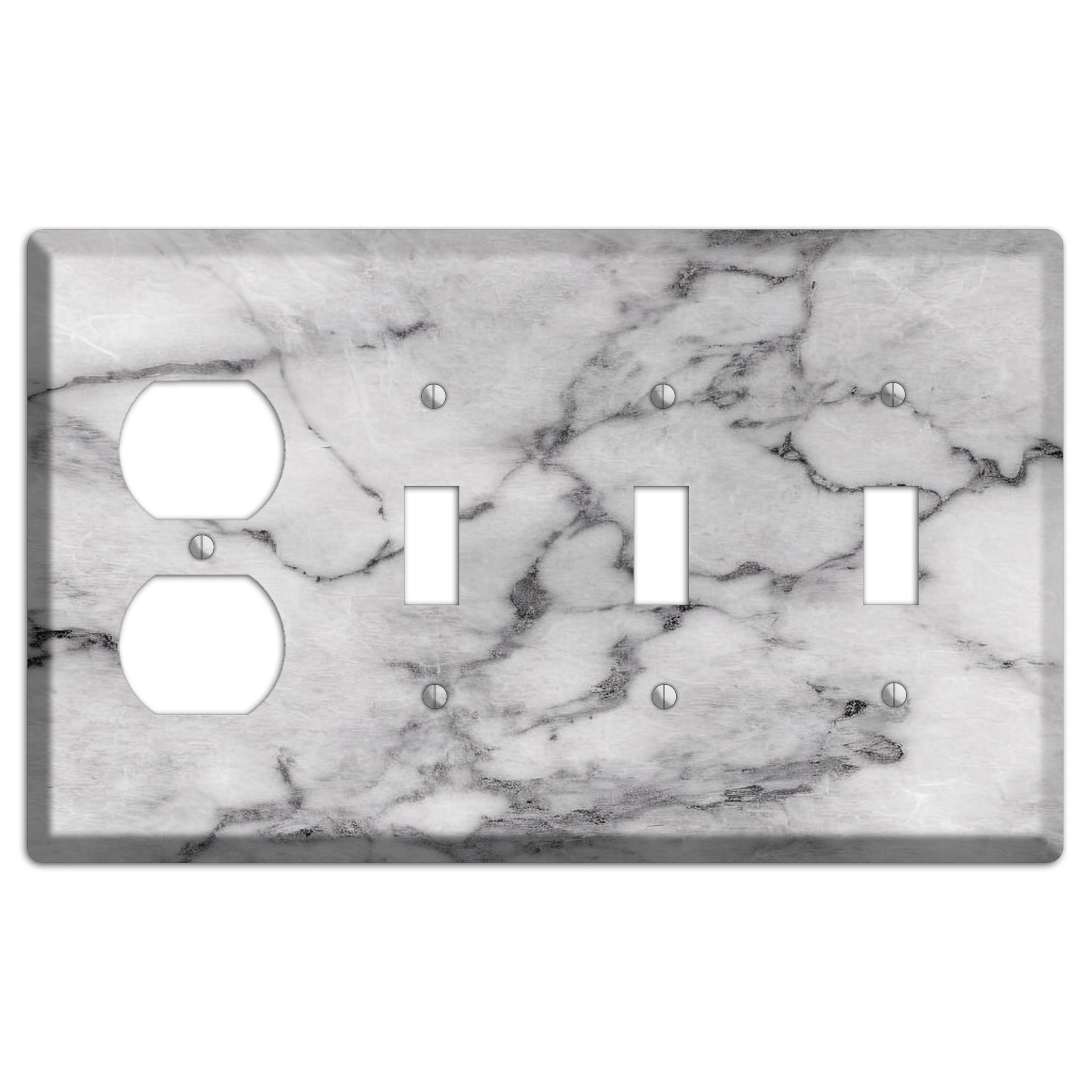 Gray and White Marble Duplex / 3 Toggle Wallplate
