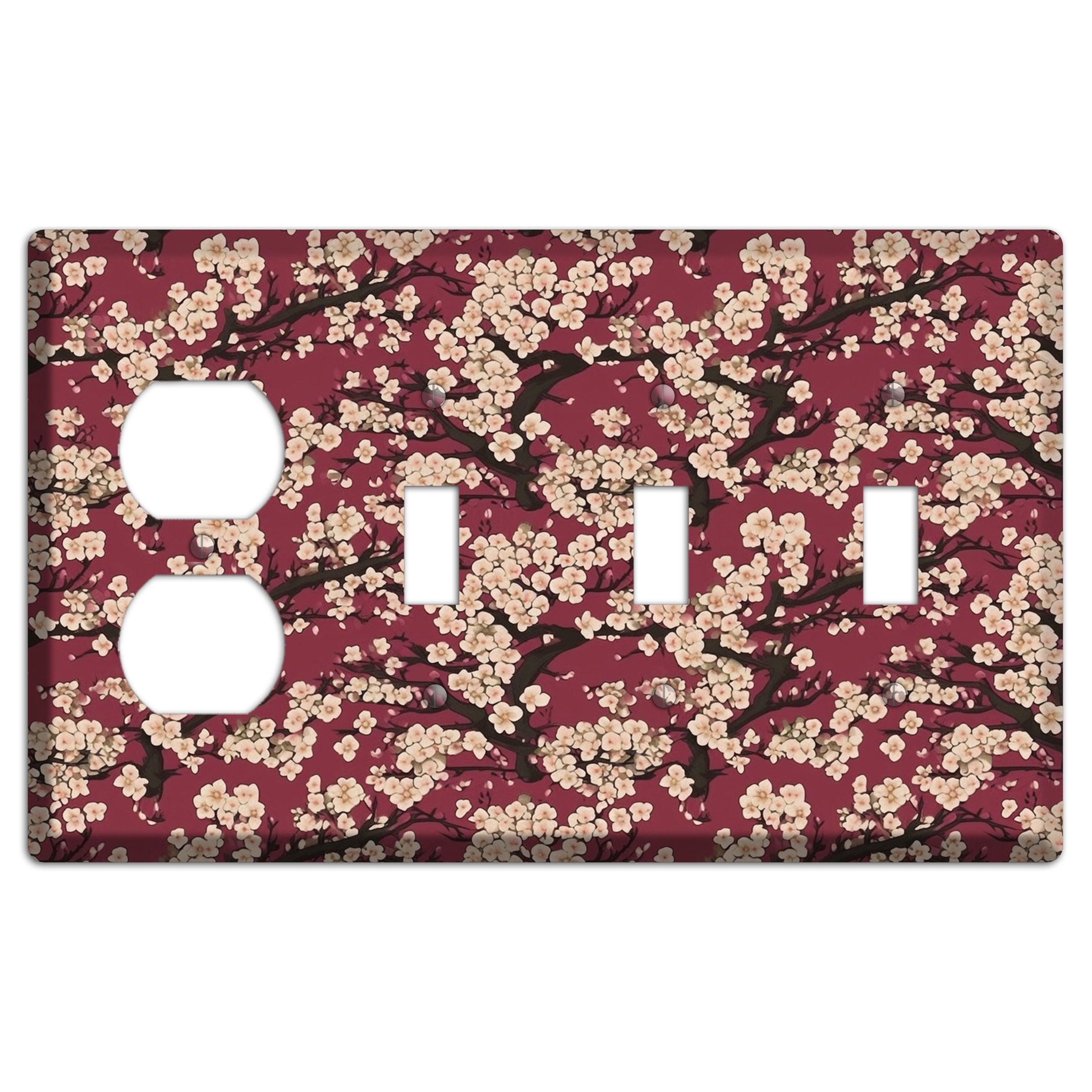 Crimson Plum Drift Duplex / 3 Toggle Wallplate