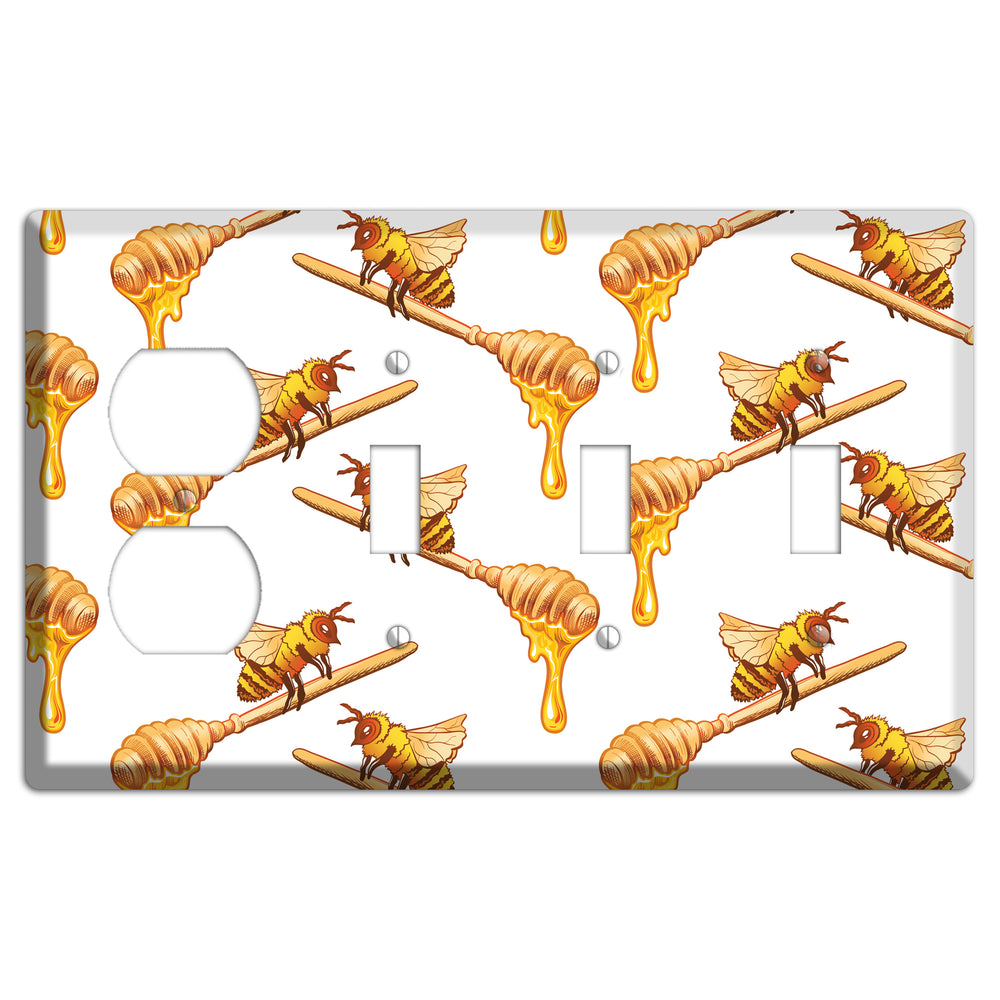 Honey Dipper Scatter Duplex / 3 Toggle Wallplate
