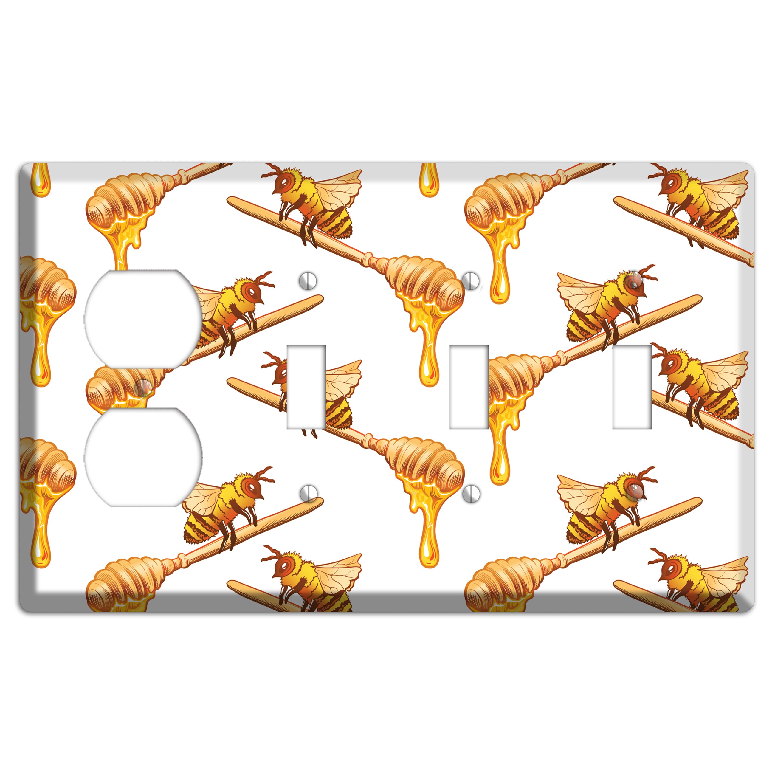Honey Dipper Scatter Duplex / 3 Toggle Wallplate
