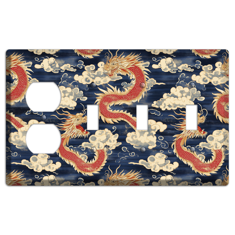 Sovereign Sky Dragons Duplex / 3 Toggle Wallplate