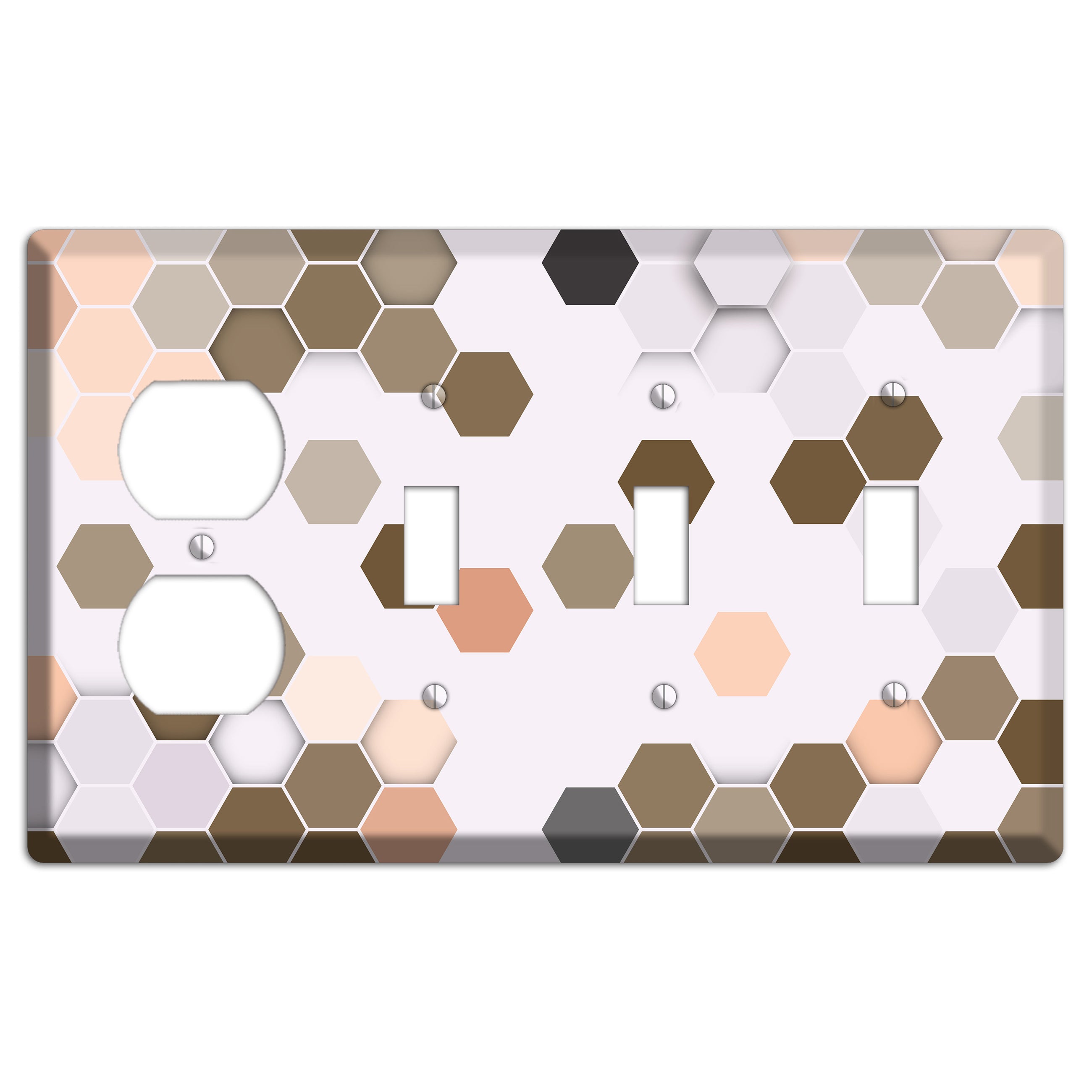 Clay & Terracotta Geometric Tiling Duplex / 3 Toggle Wallplate
