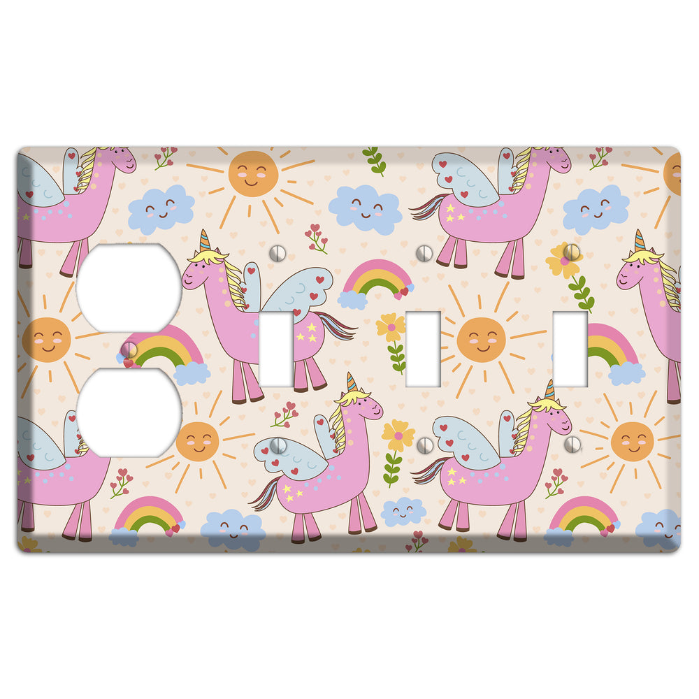 Magic Meadow (Peach) Duplex / 3 Toggle Wallplate
