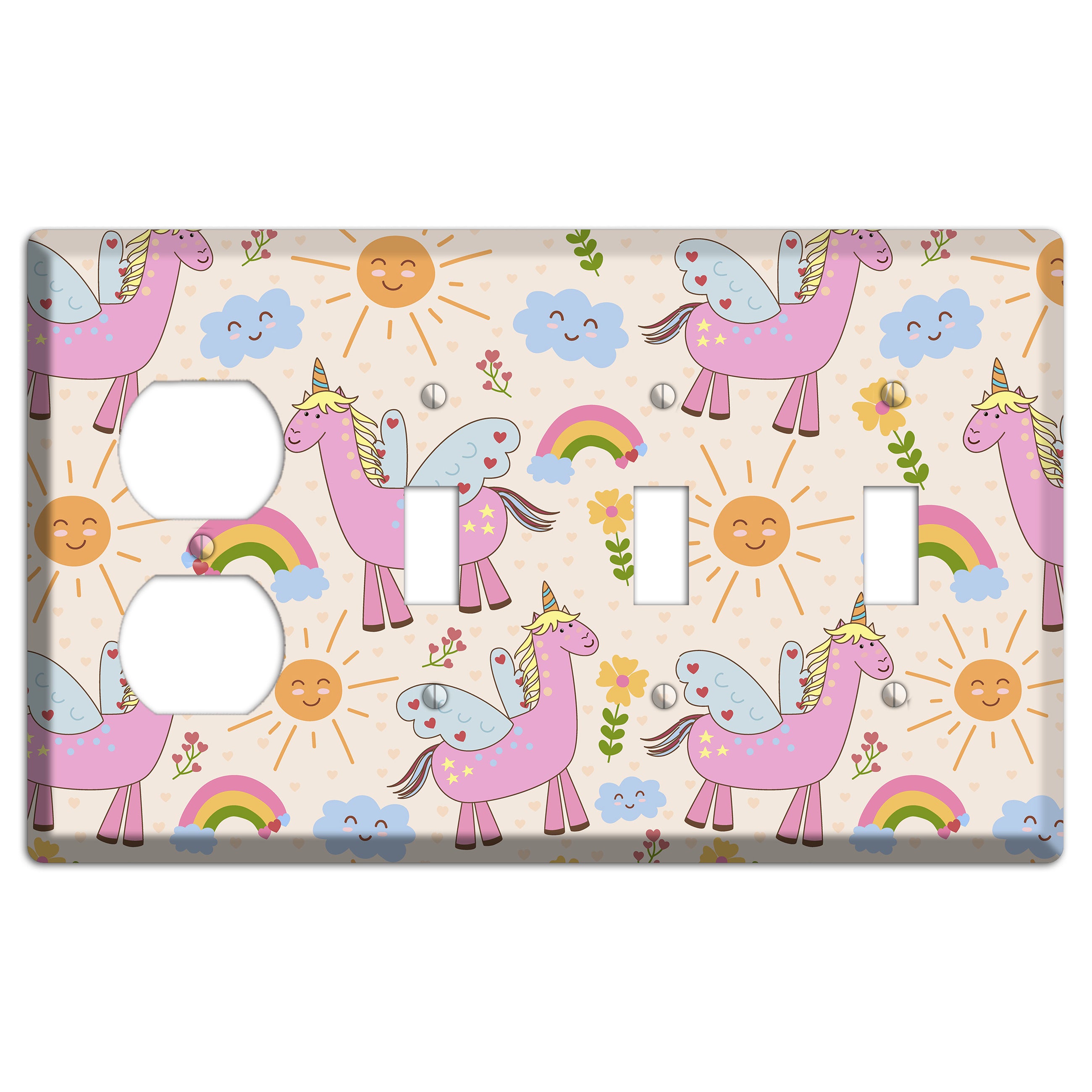 Magic Meadow (Peach) Duplex / 3 Toggle Wallplate