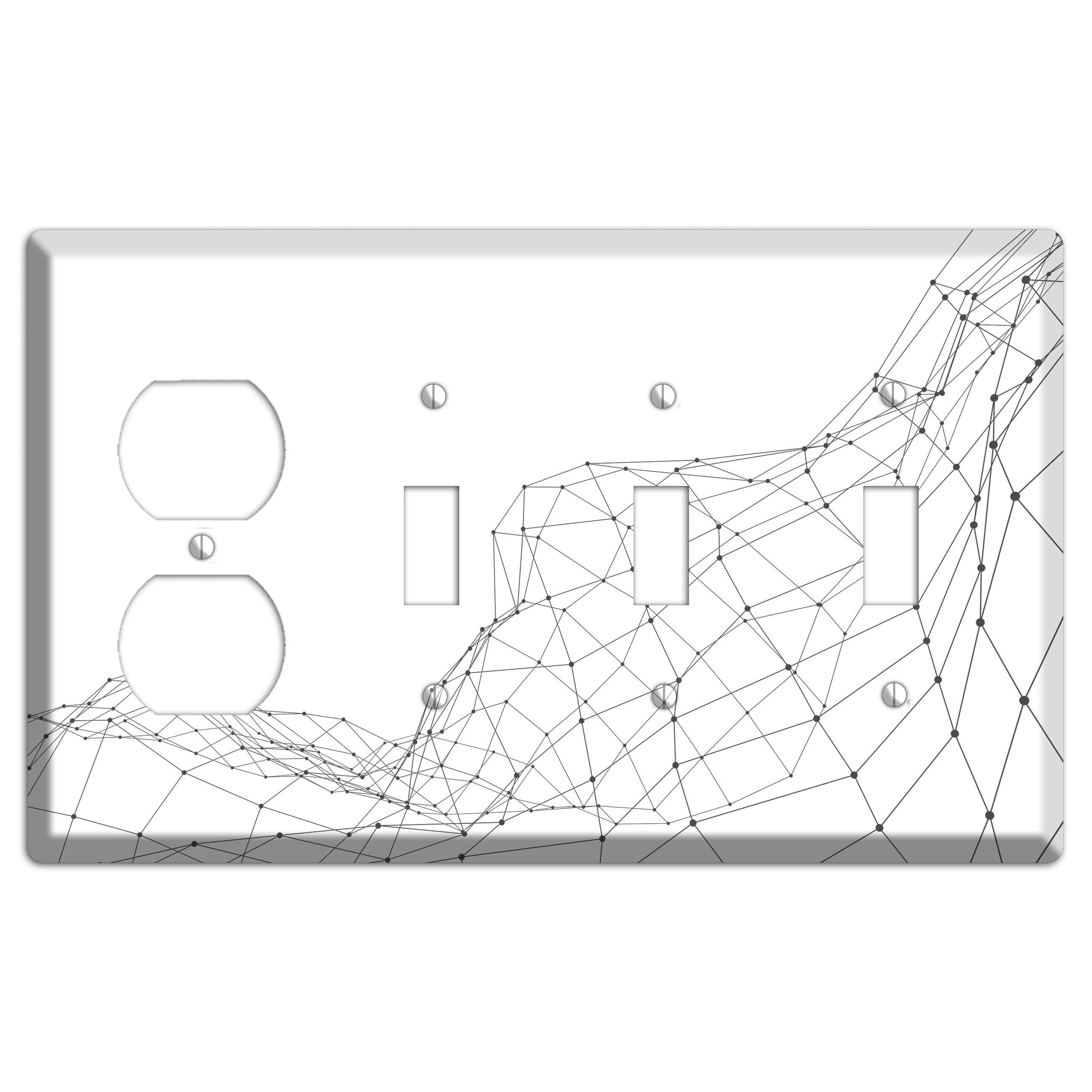 Lattice Wave Surge Duplex / 3 Toggle Wallplate