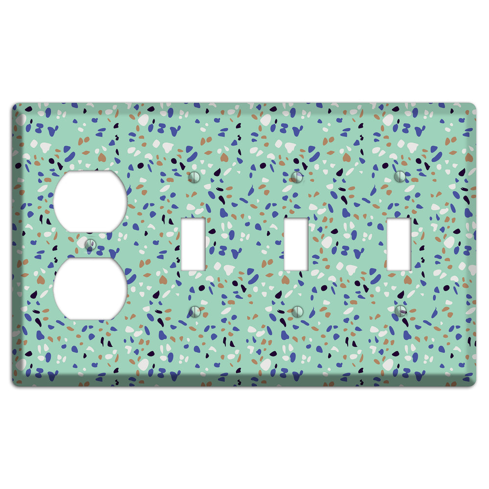 Sea Breeze Confetti Duplex / 3 Toggle Wallplate