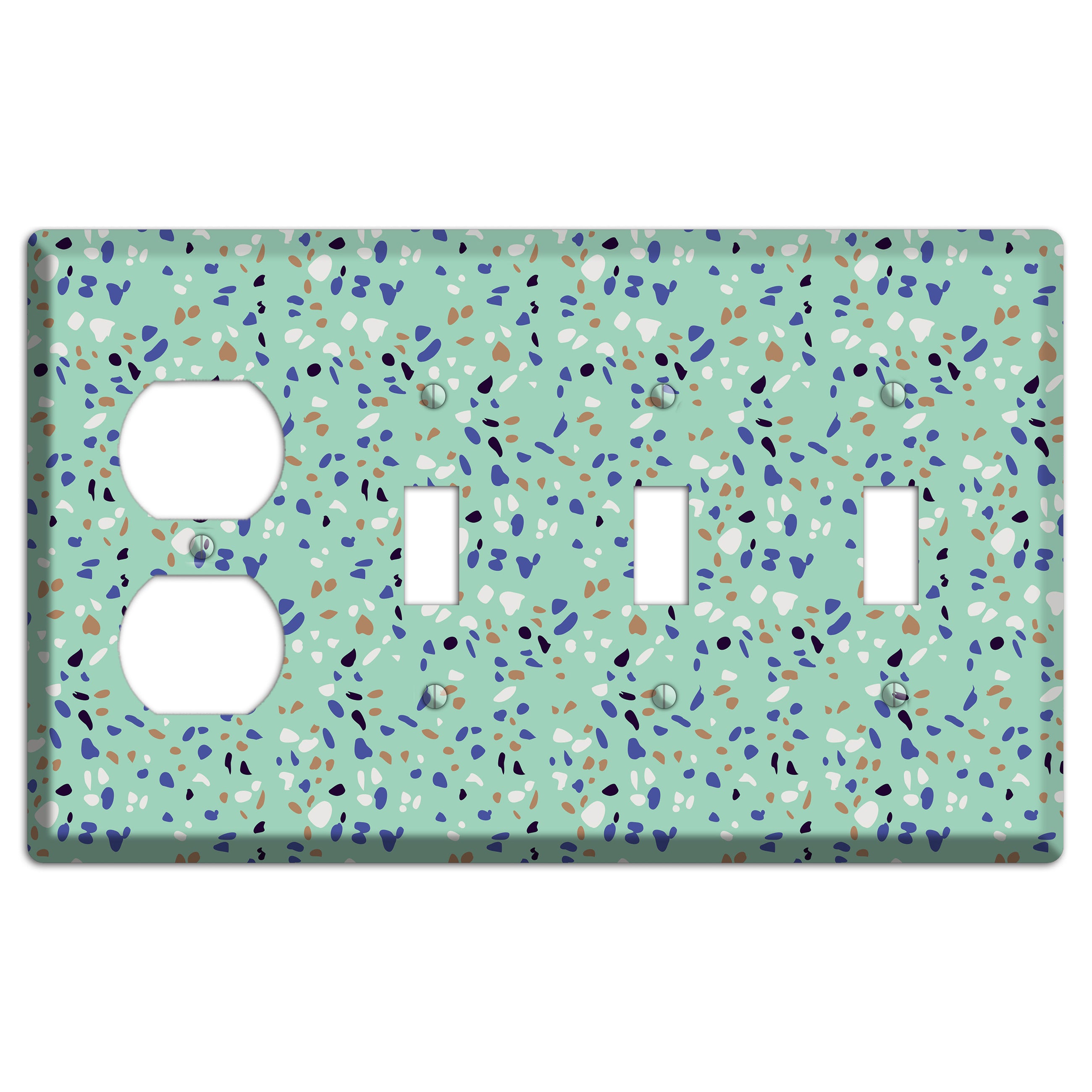 Sea Breeze Confetti Duplex / 3 Toggle Wallplate