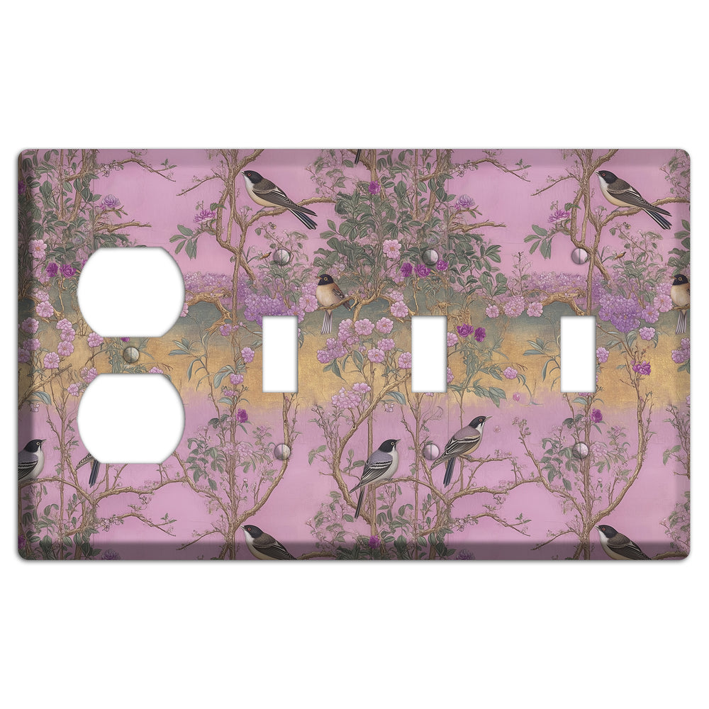 Songbird Twilight Garden Duplex / 3 Toggle Wallplate