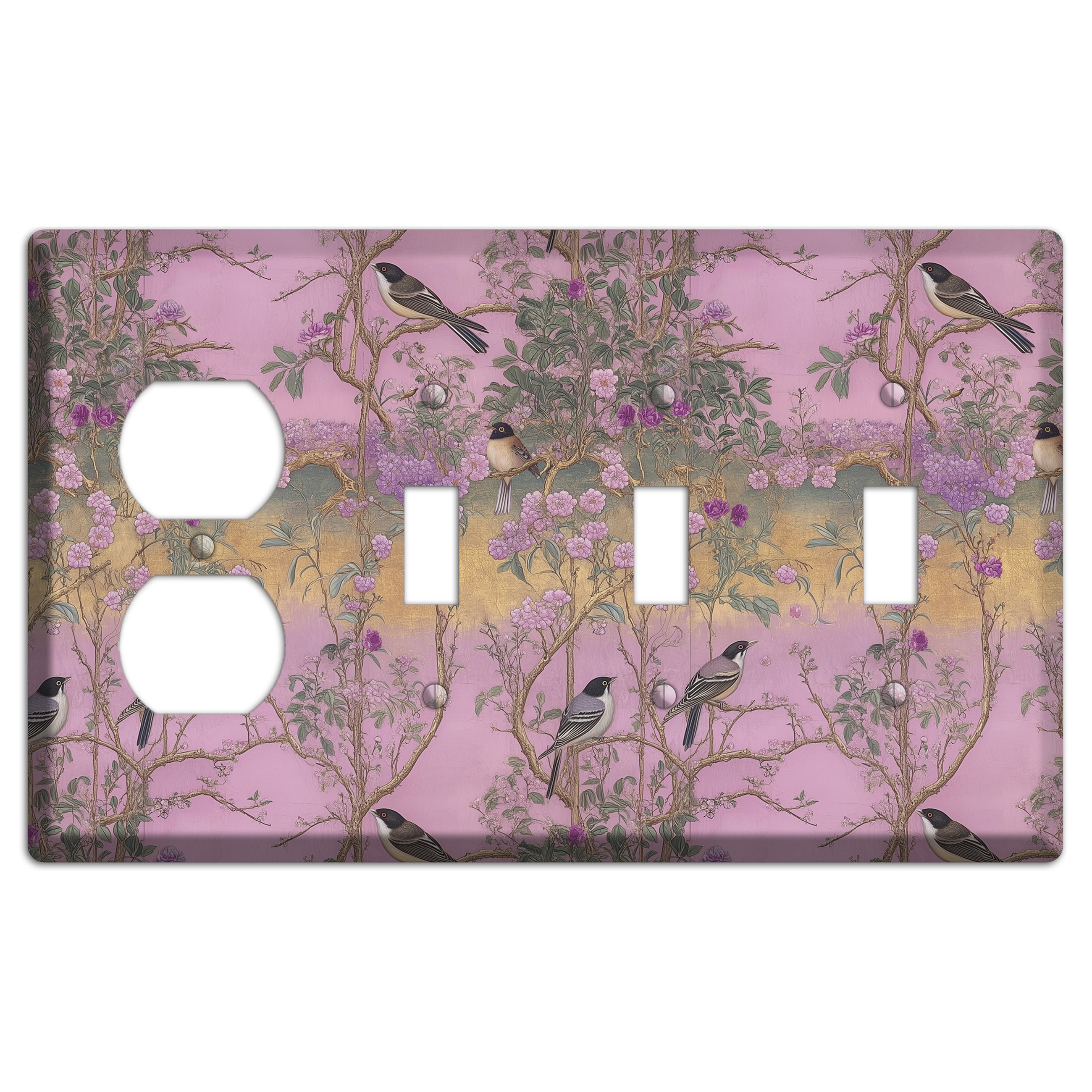 Songbird Twilight Garden Duplex / 3 Toggle Wallplate