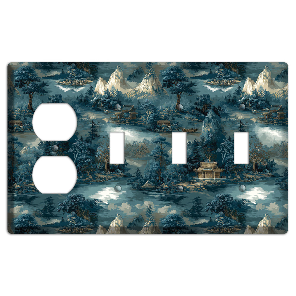River Mist Refuge Duplex / 3 Toggle Wallplate