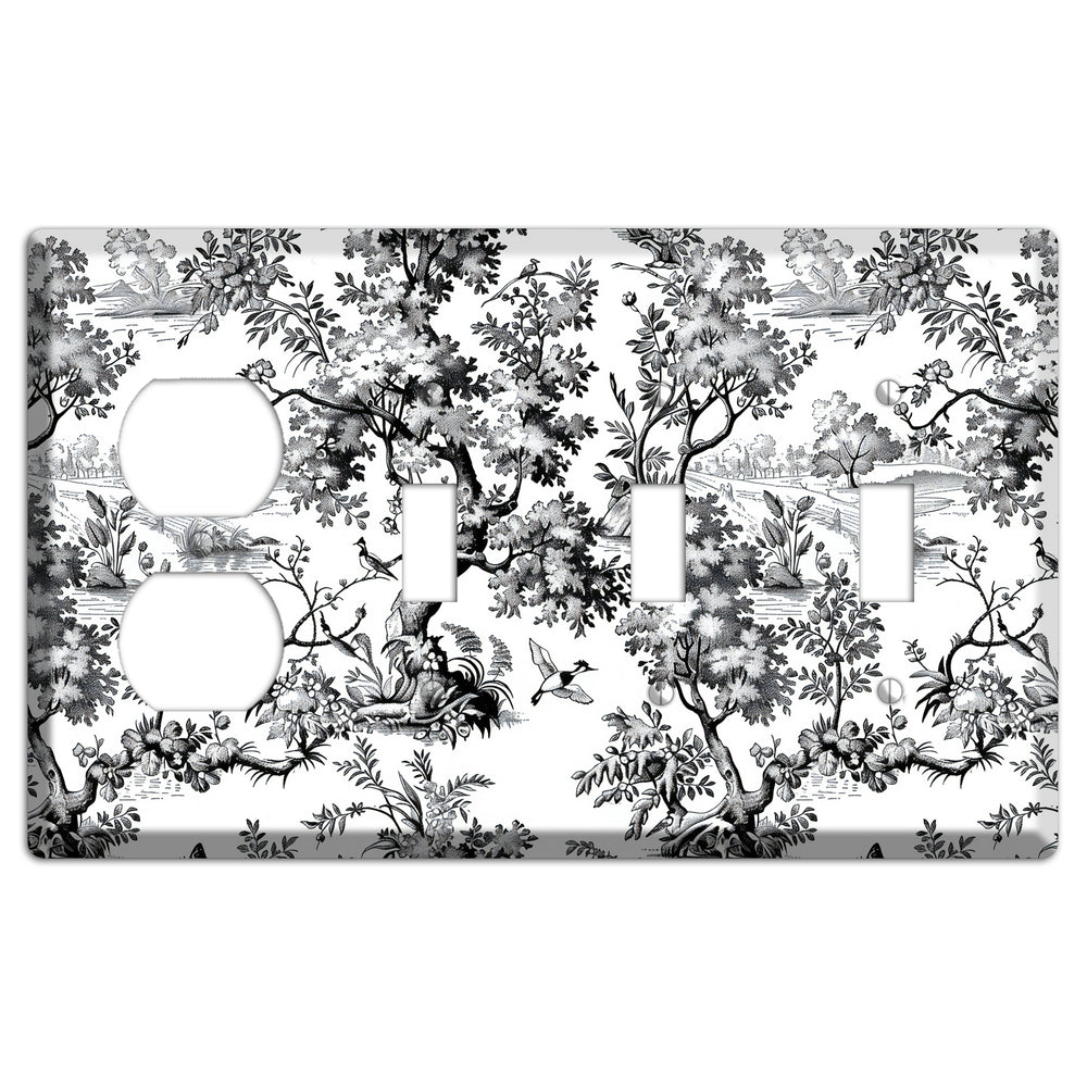 Pastoral Ink Reverie Duplex / 3 Toggle Wallplate