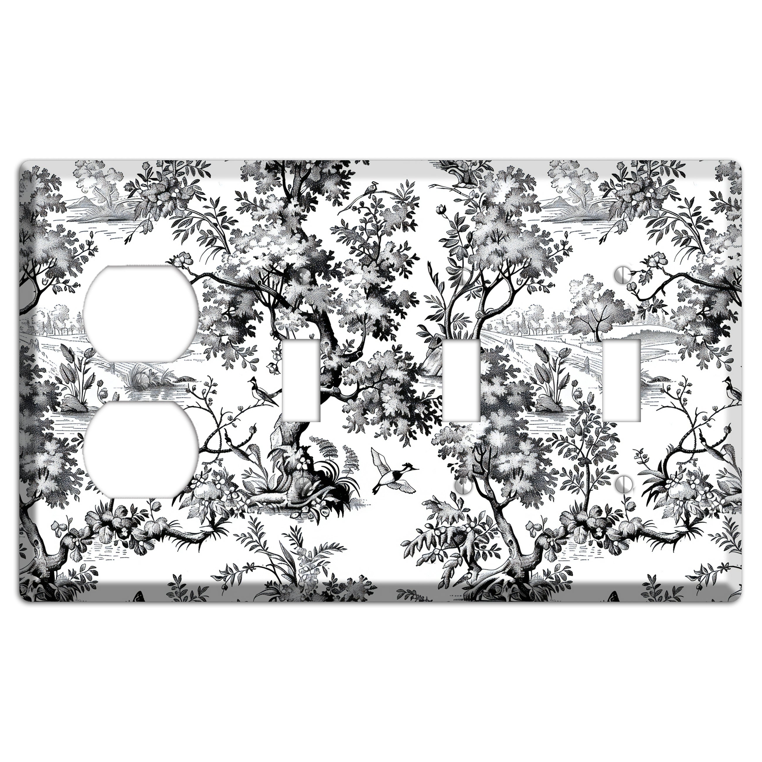 Pastoral Ink Reverie Duplex / 3 Toggle Wallplate
