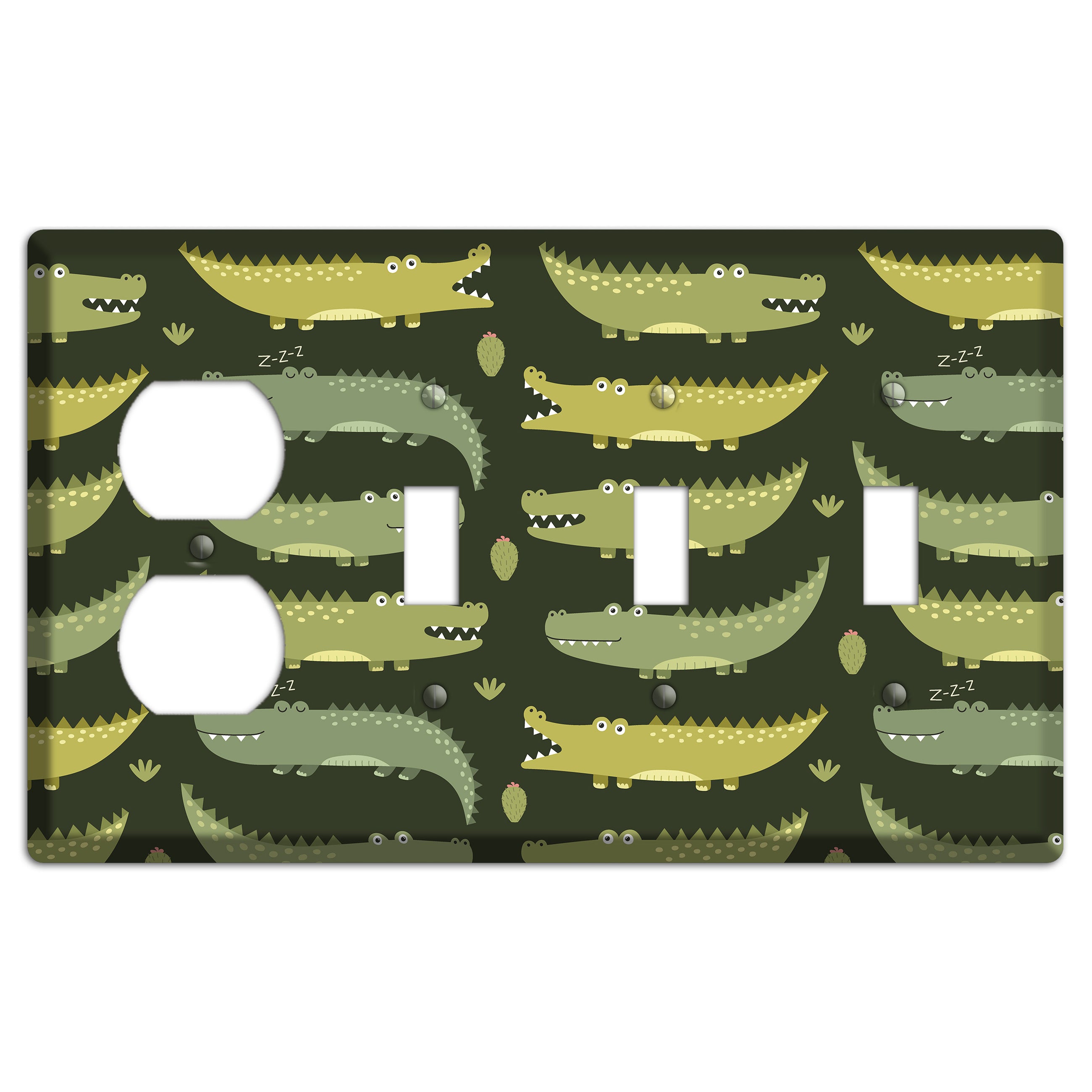Sleepy Croc Parade Duplex / 3 Toggle Wallplate