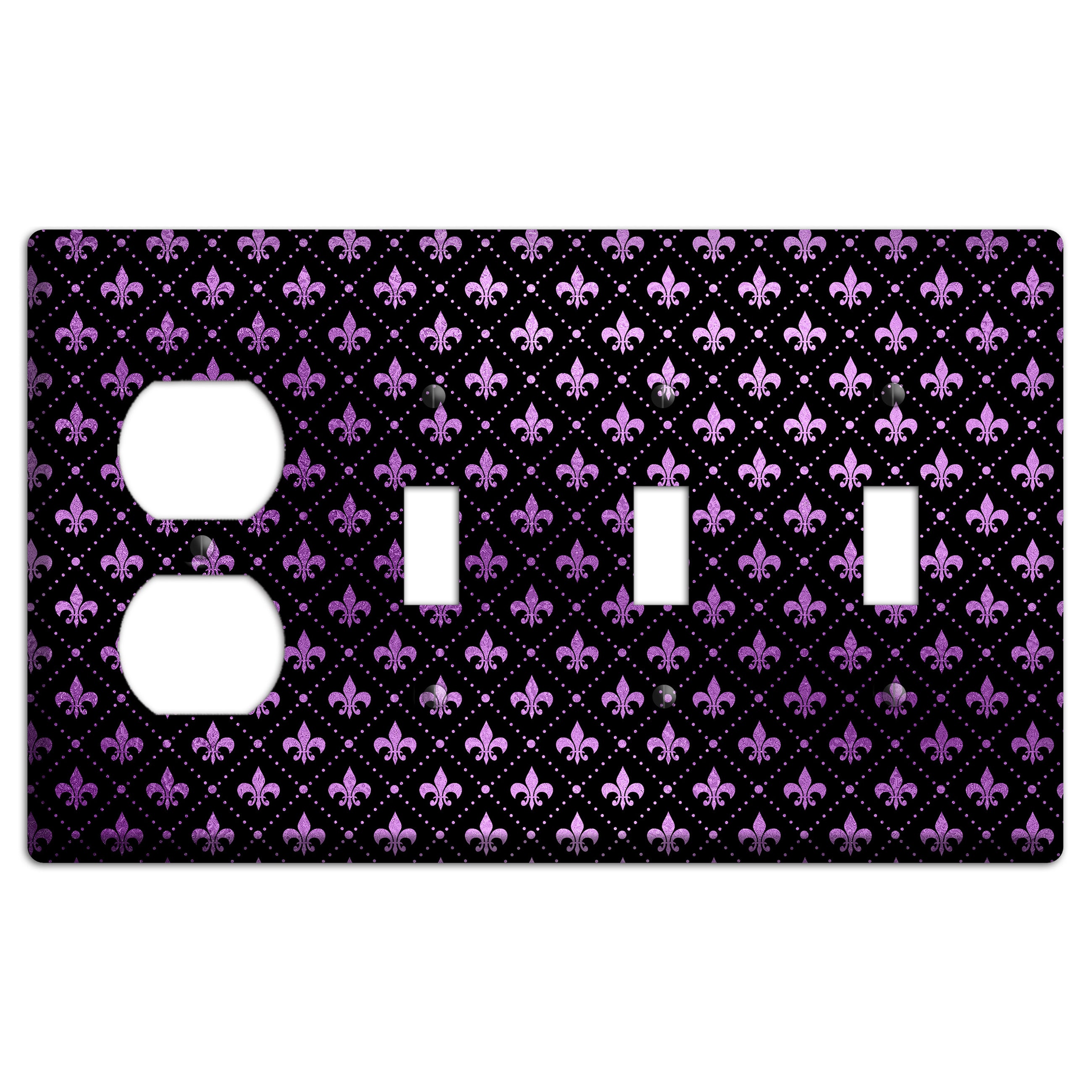 Royal Lilac Grid Duplex / 3 Toggle Wallplate