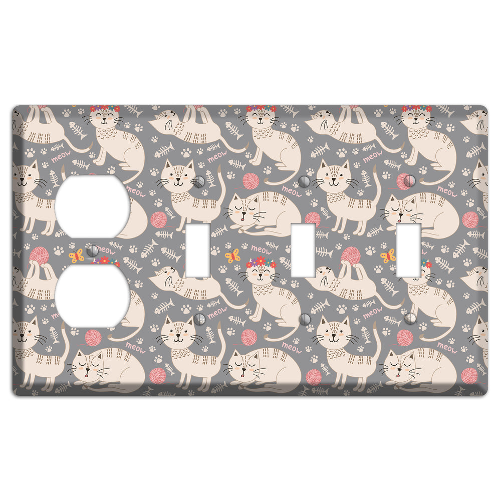 Meow Mix (Gray) Duplex / 3 Toggle Wallplate