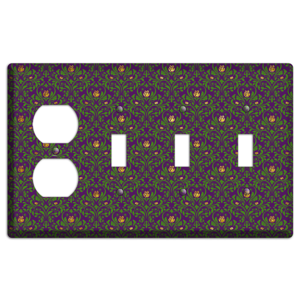 Jester‚Äôs Damask Duplex / 3 Toggle Wallplate