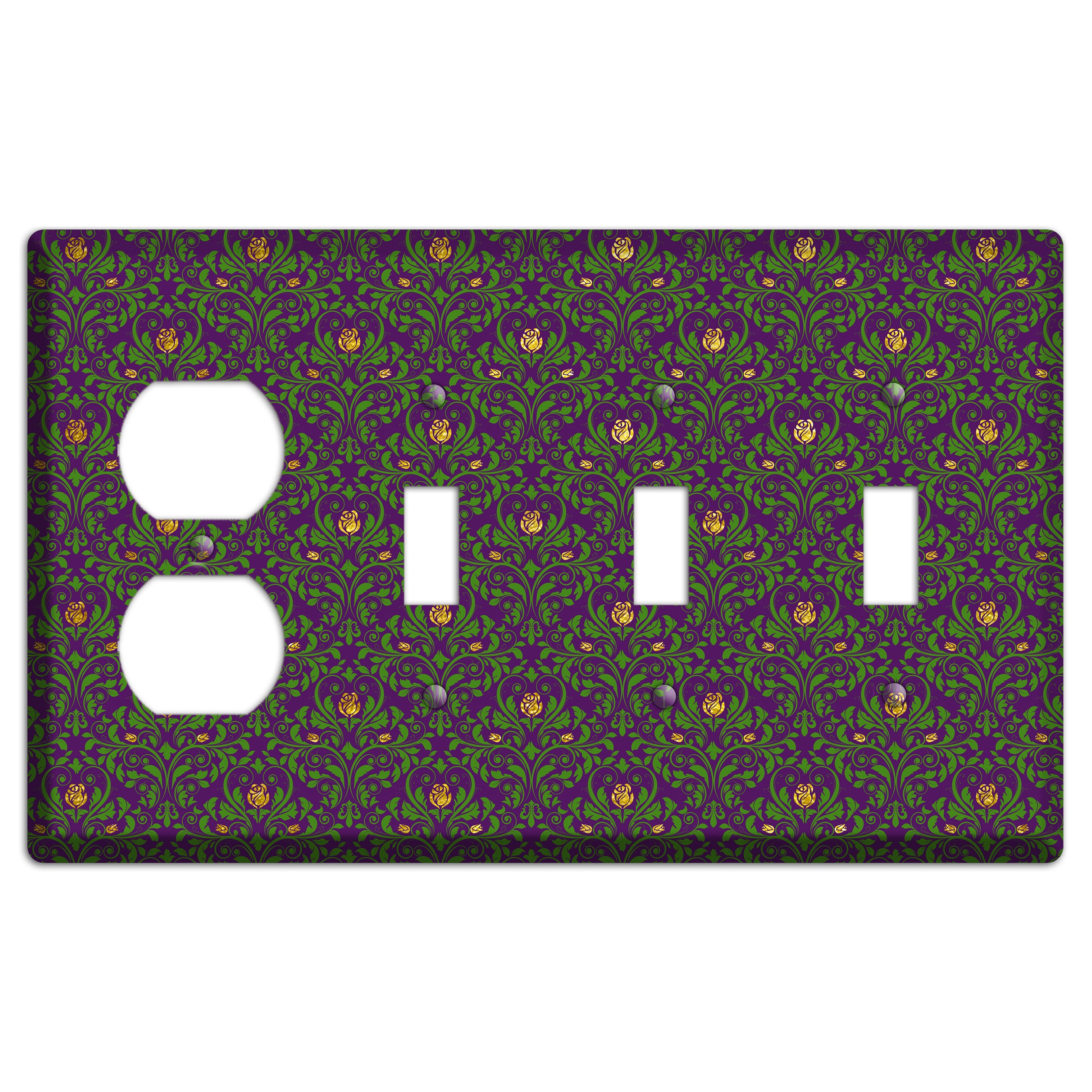 Jester’s Damask Duplex / 3 Toggle Wallplate