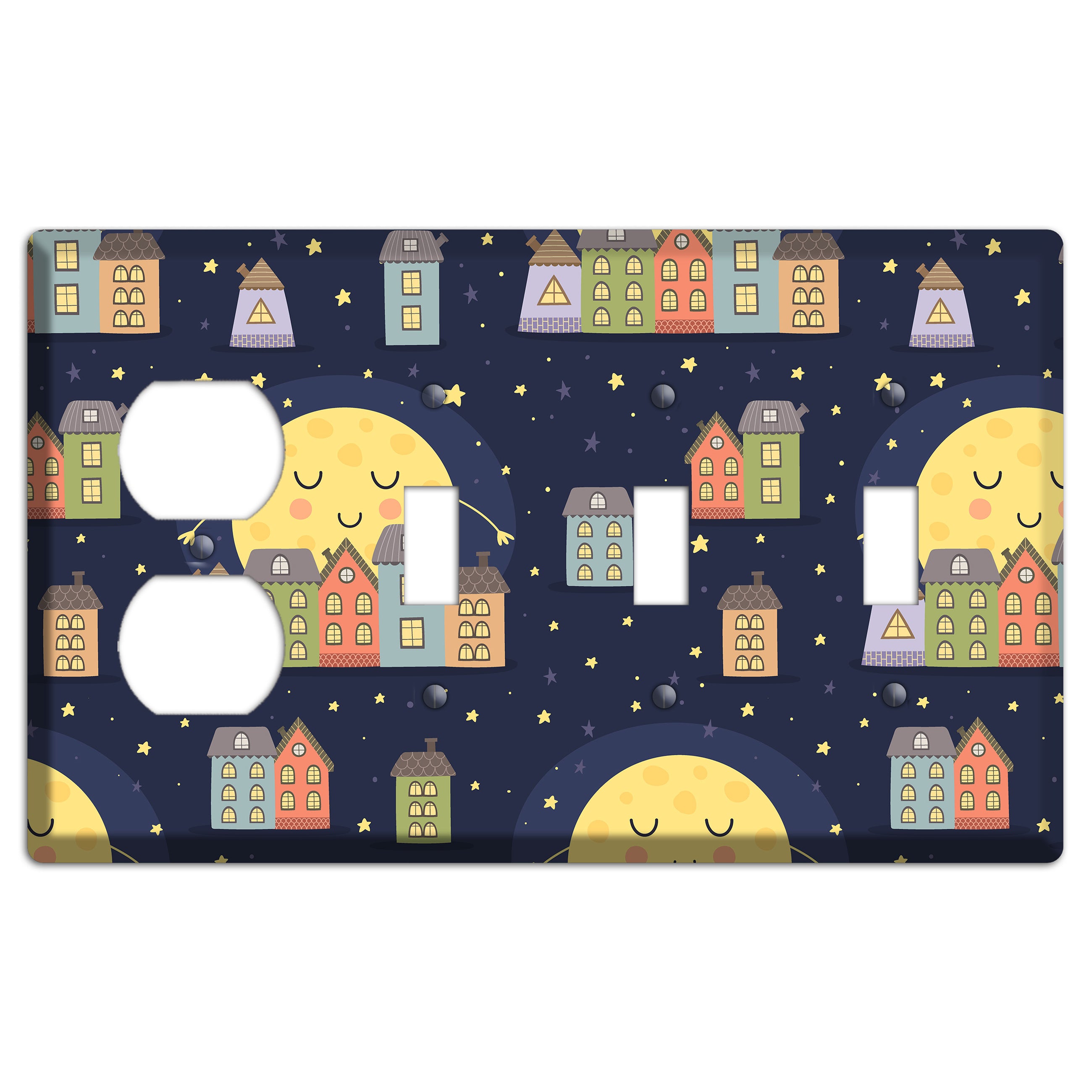 Sleepy Town Duplex / 3 Toggle Wallplate