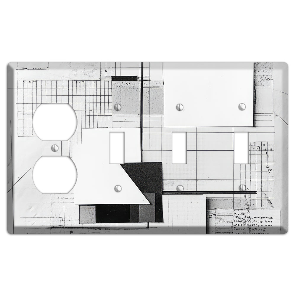 Blueprint Palimpsest Duplex / 3 Toggle Wallplate