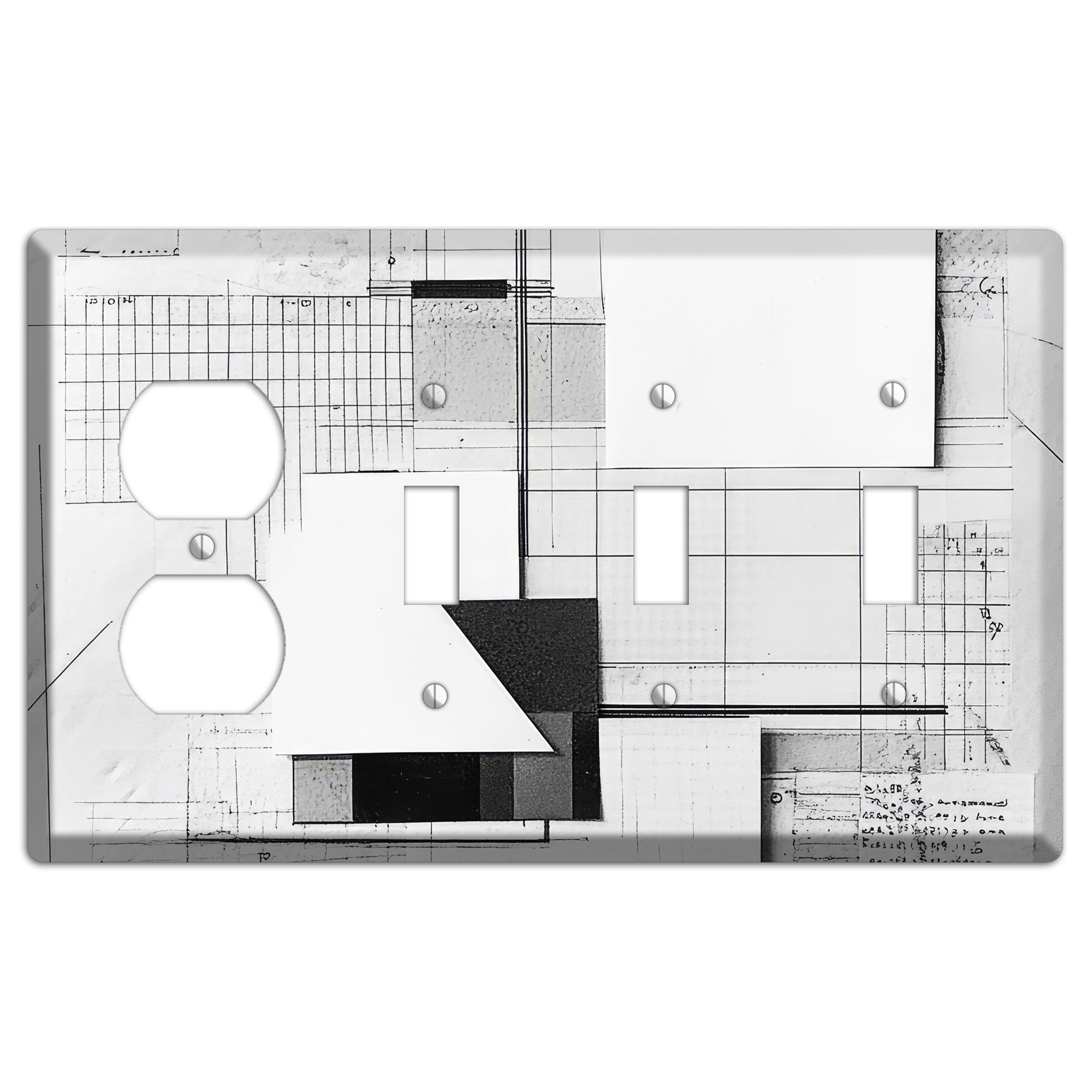 Blueprint Palimpsest Duplex / 3 Toggle Wallplate