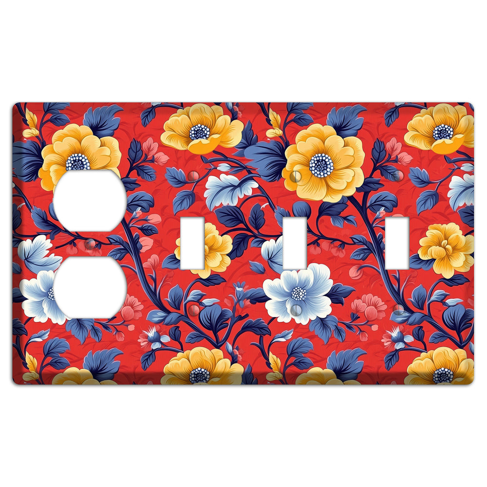 Scarlet Garden Reverie Duplex / 3 Toggle Wallplate