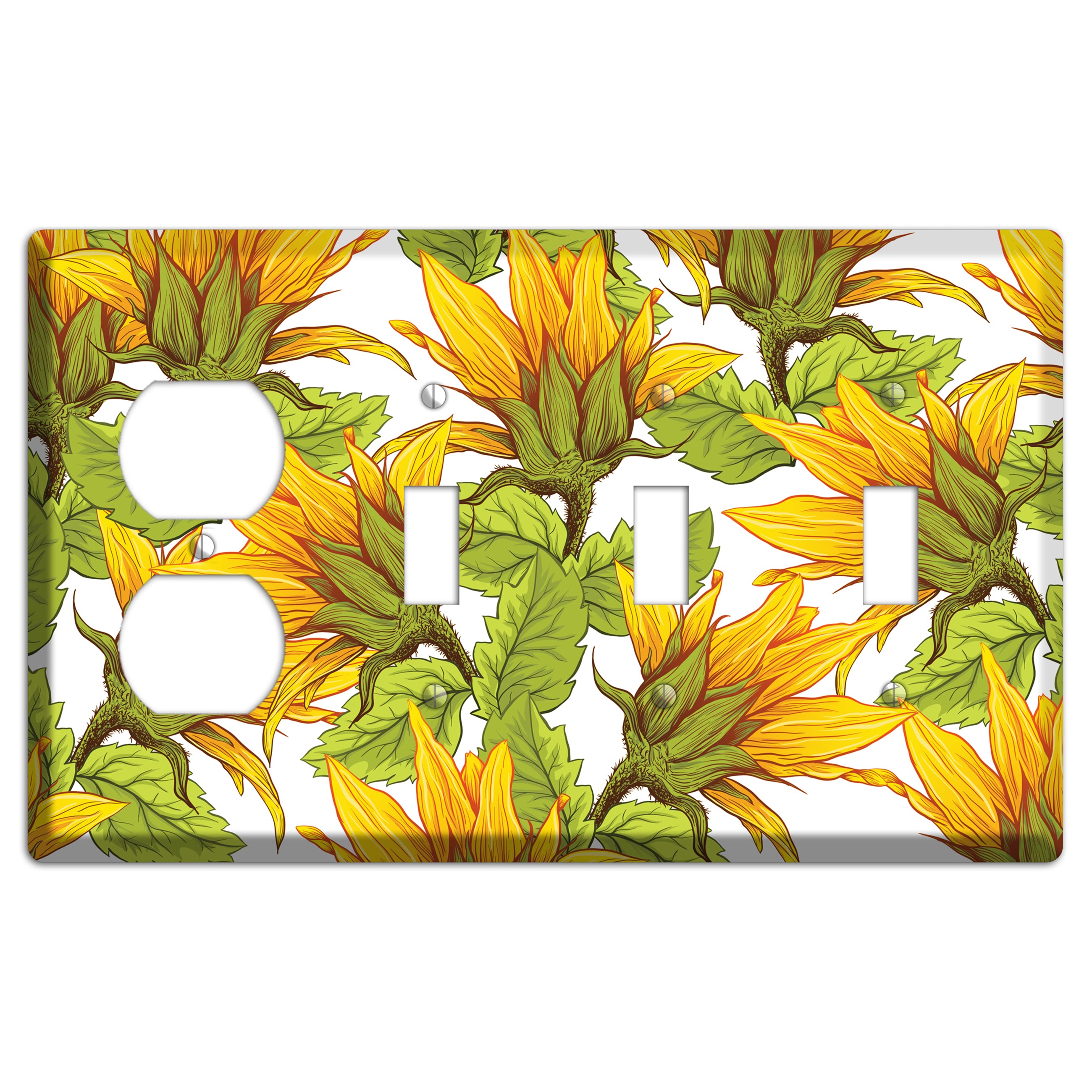 Golden Bloom Scatter Duplex / 3 Toggle Wallplate