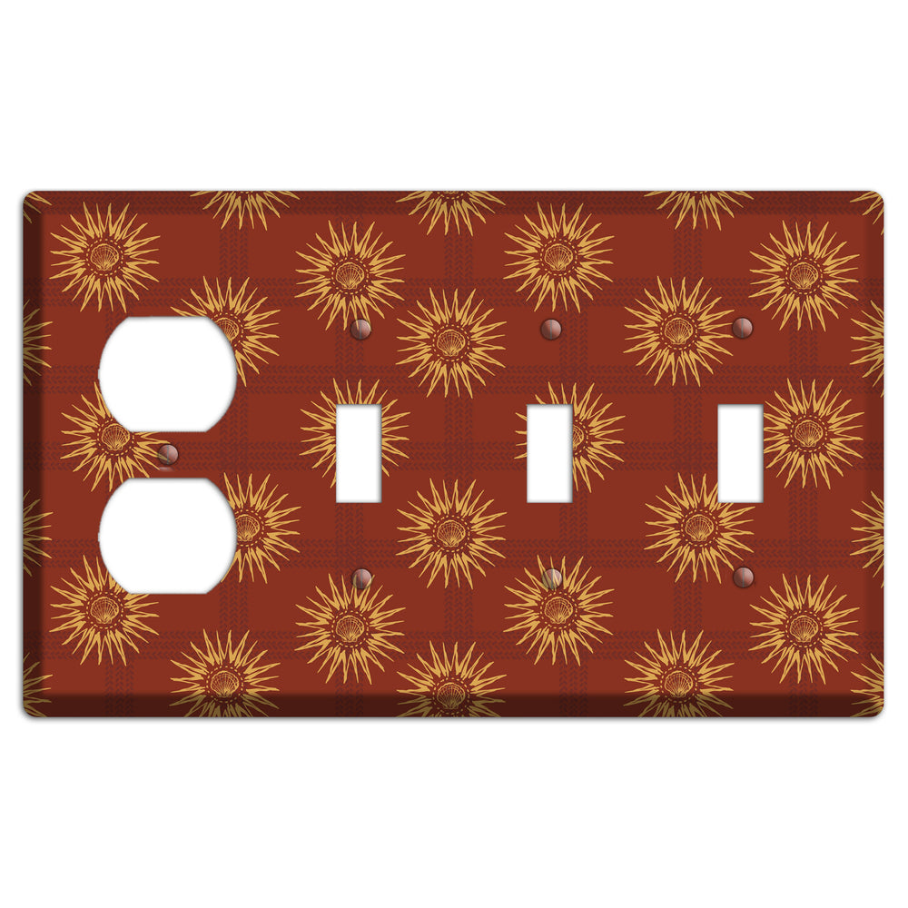 Russet Sun Plaid Duplex / 3 Toggle Wallplate