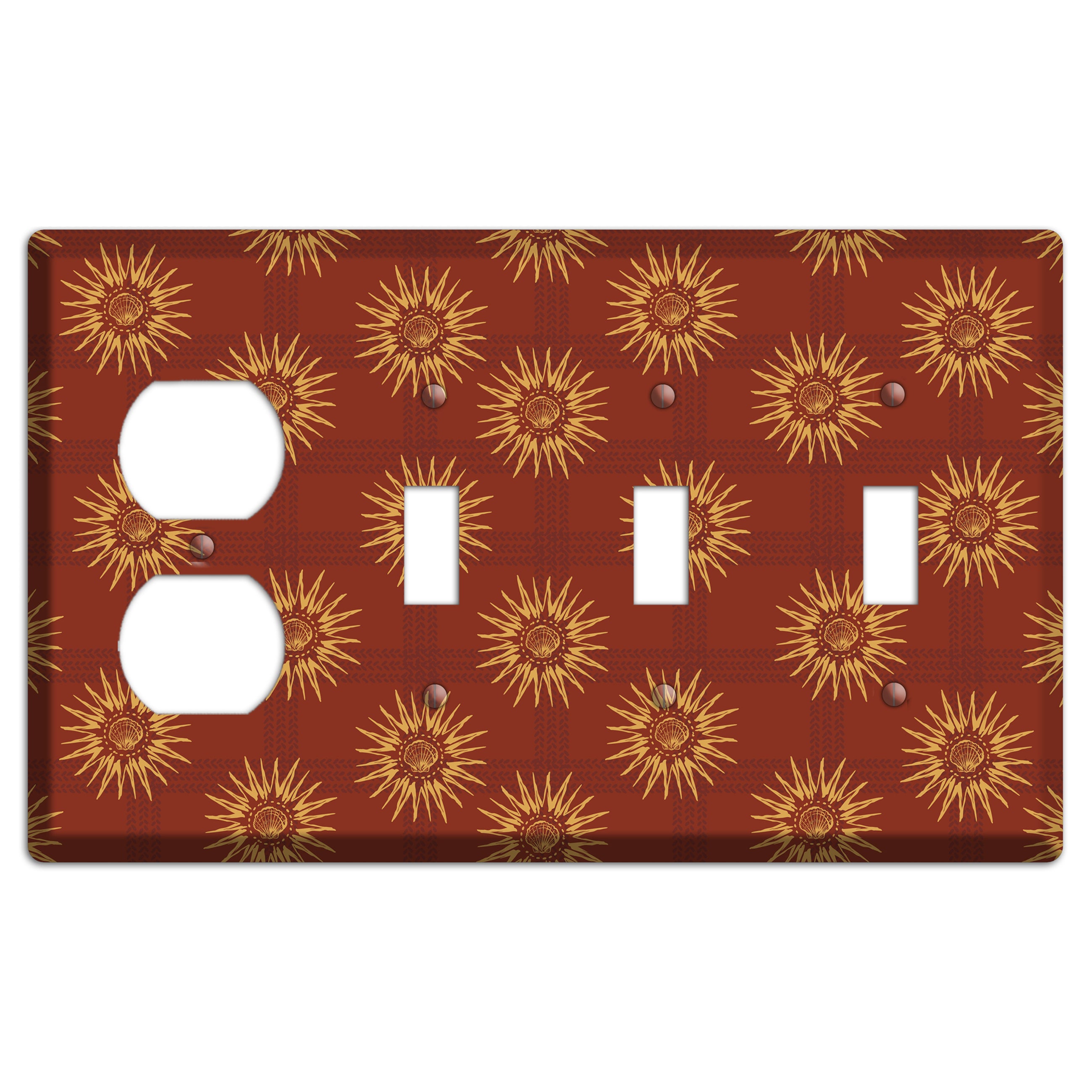 Russet Sun Plaid Duplex / 3 Toggle Wallplate
