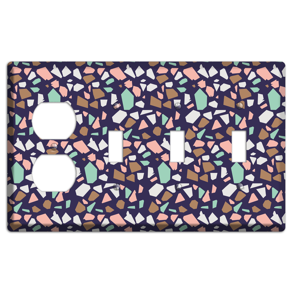 Midnight Mosaic Duplex / 3 Toggle Wallplate