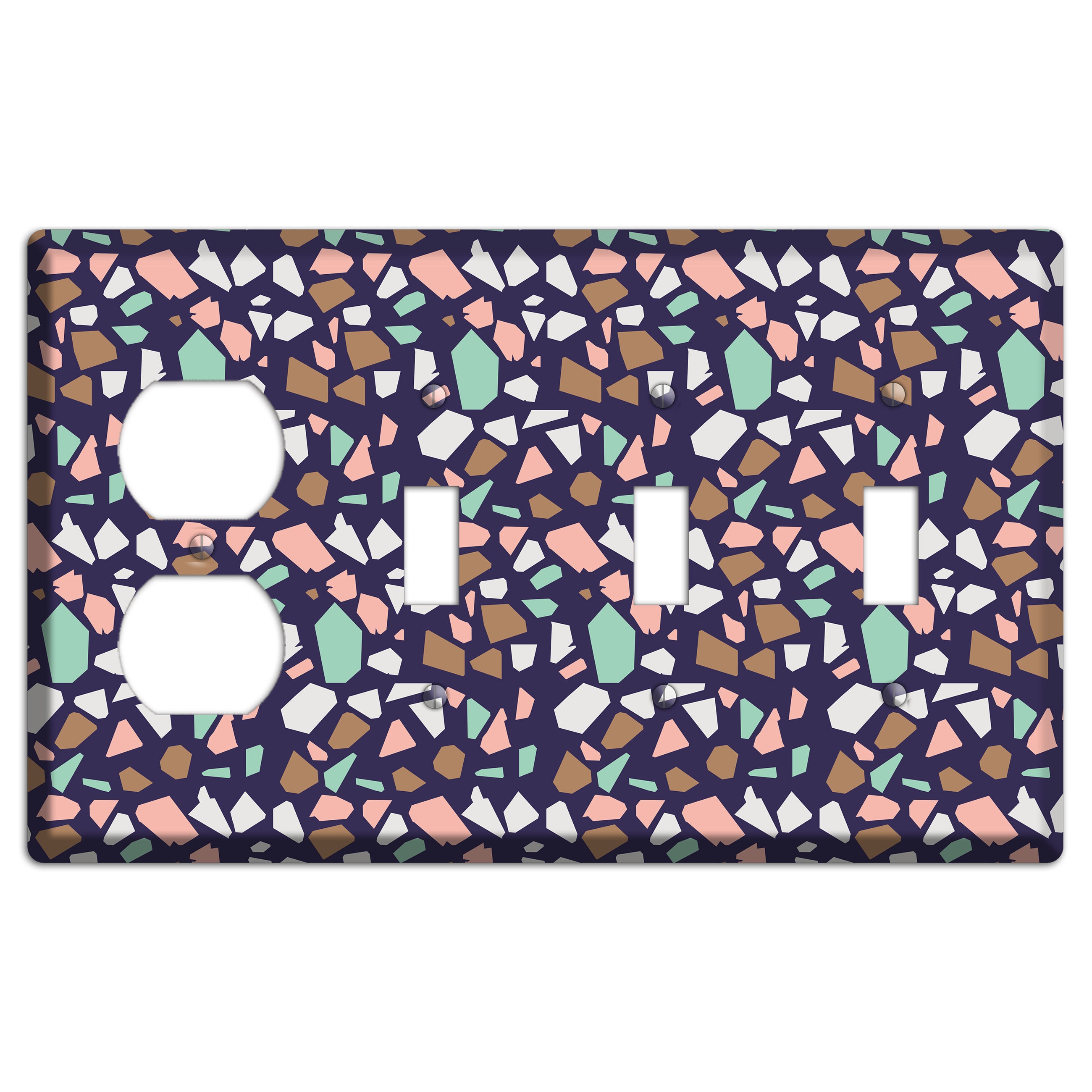 Midnight Mosaic Duplex / 3 Toggle Wallplate