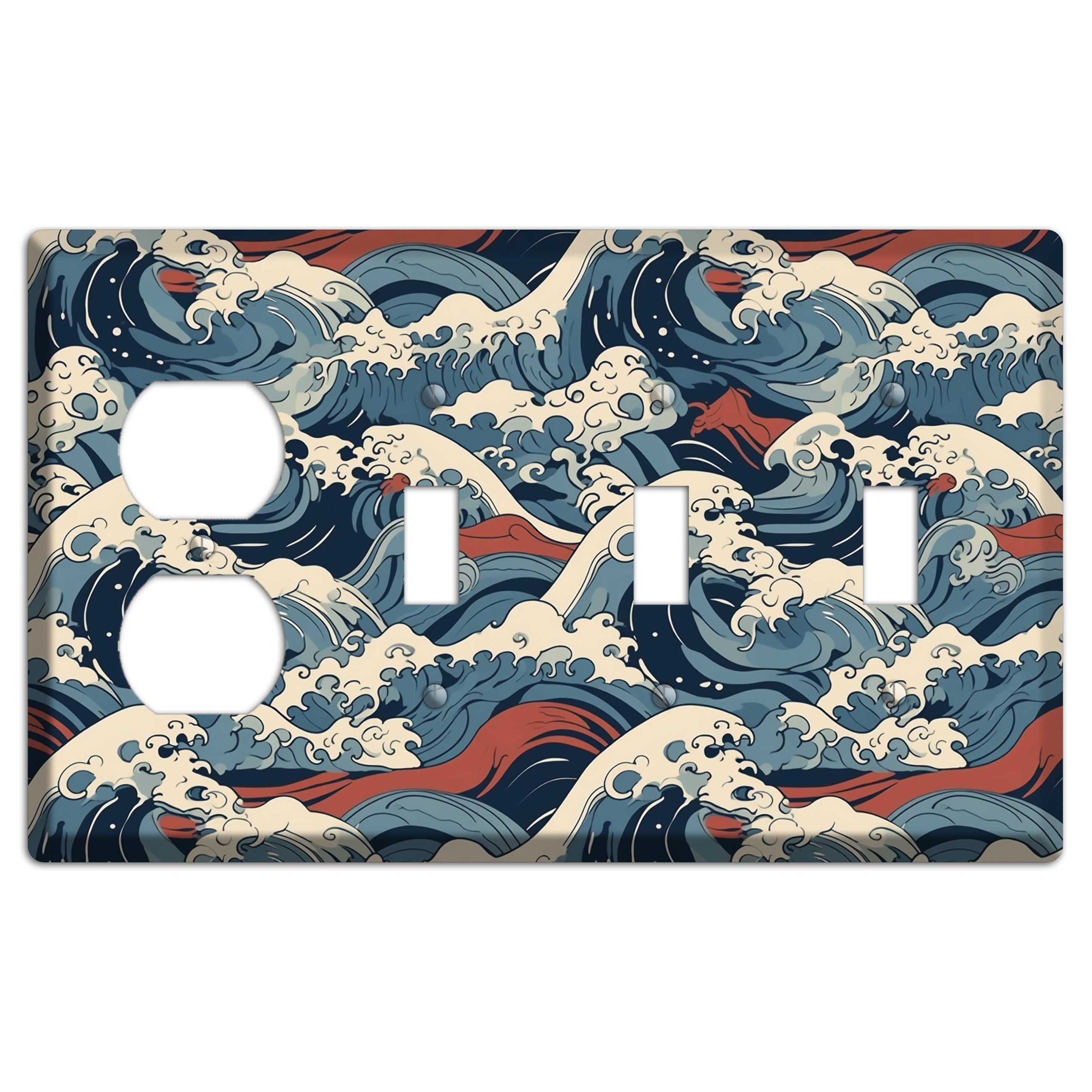 Crashing Tide Fury Duplex / 3 Toggle Wallplate