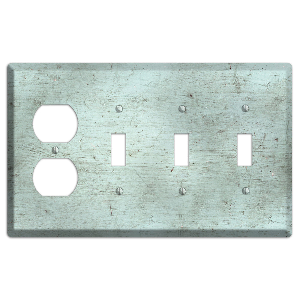 Weathered Teal Deck Duplex / 3 Toggle Wallplate