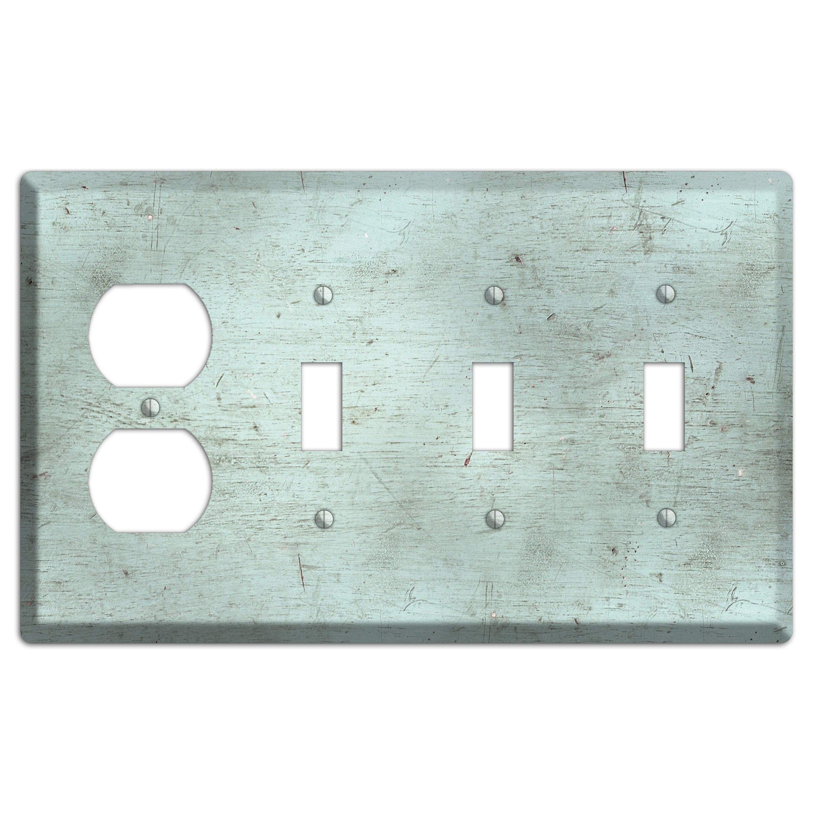 Weathered Teal Deck Duplex / 3 Toggle Wallplate